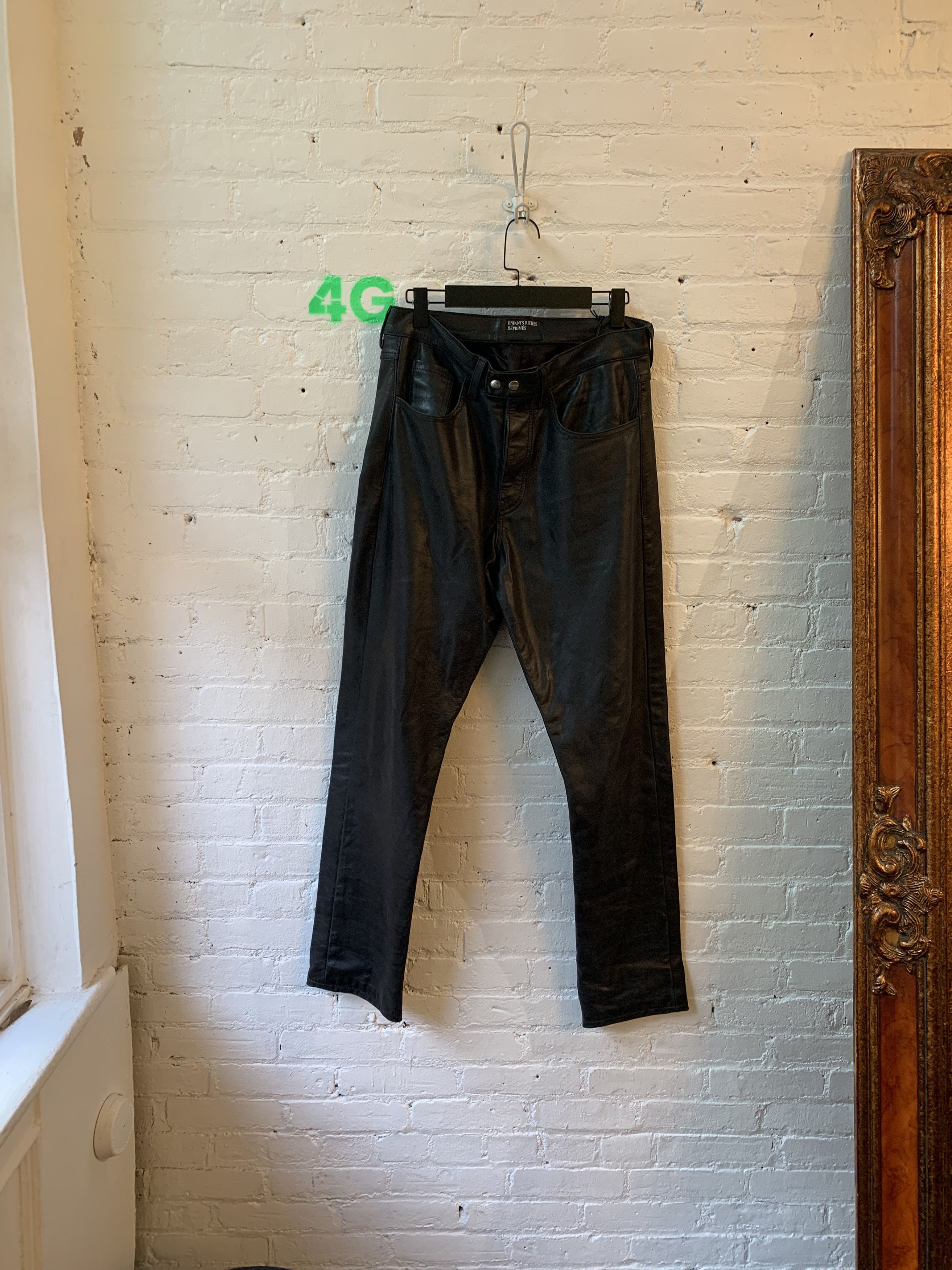 image of Enfants Riches Deprimes Erd Black Leather Jeans 4Gseller, Men's (Size 31)