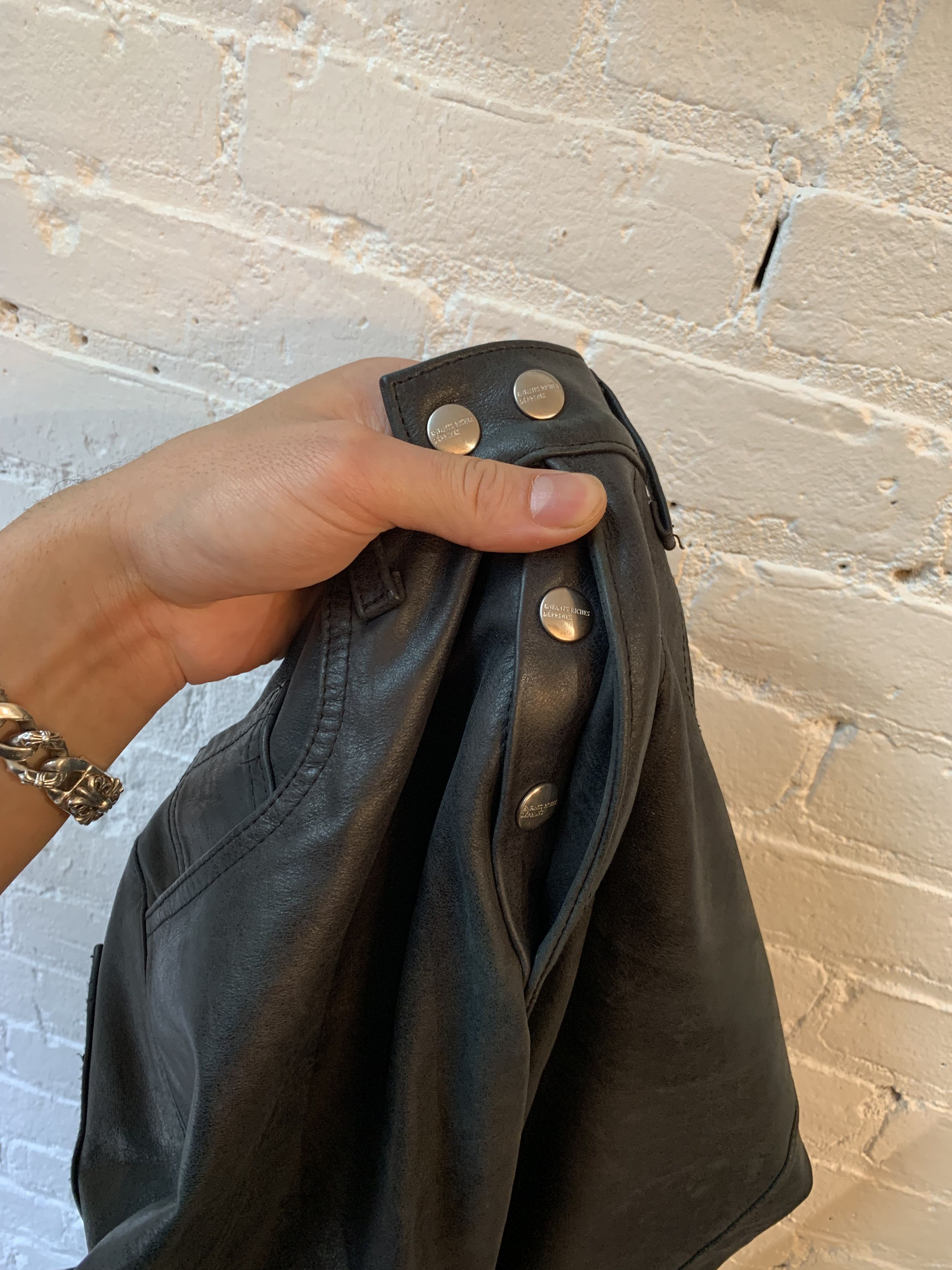 Enfants Riches Deprimes ERD BLACK LEATHER JEANS 4GSELLER Size US 31 - 5 Thumbnail