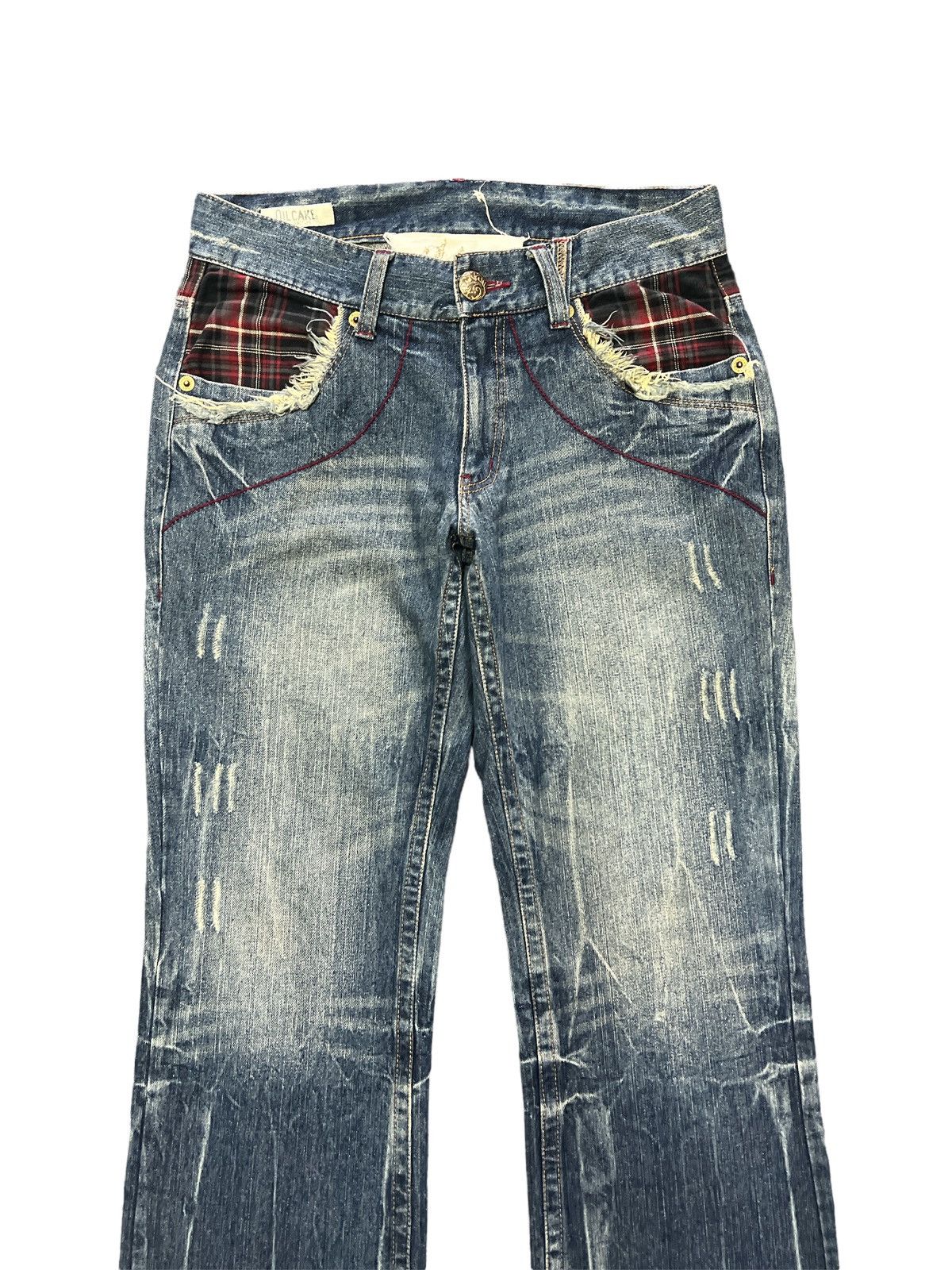 Japanese Brand × Vintage FLARED🔥THRASHED RIPPED DENIM PANTS Size US 31 - 3 Thumbnail