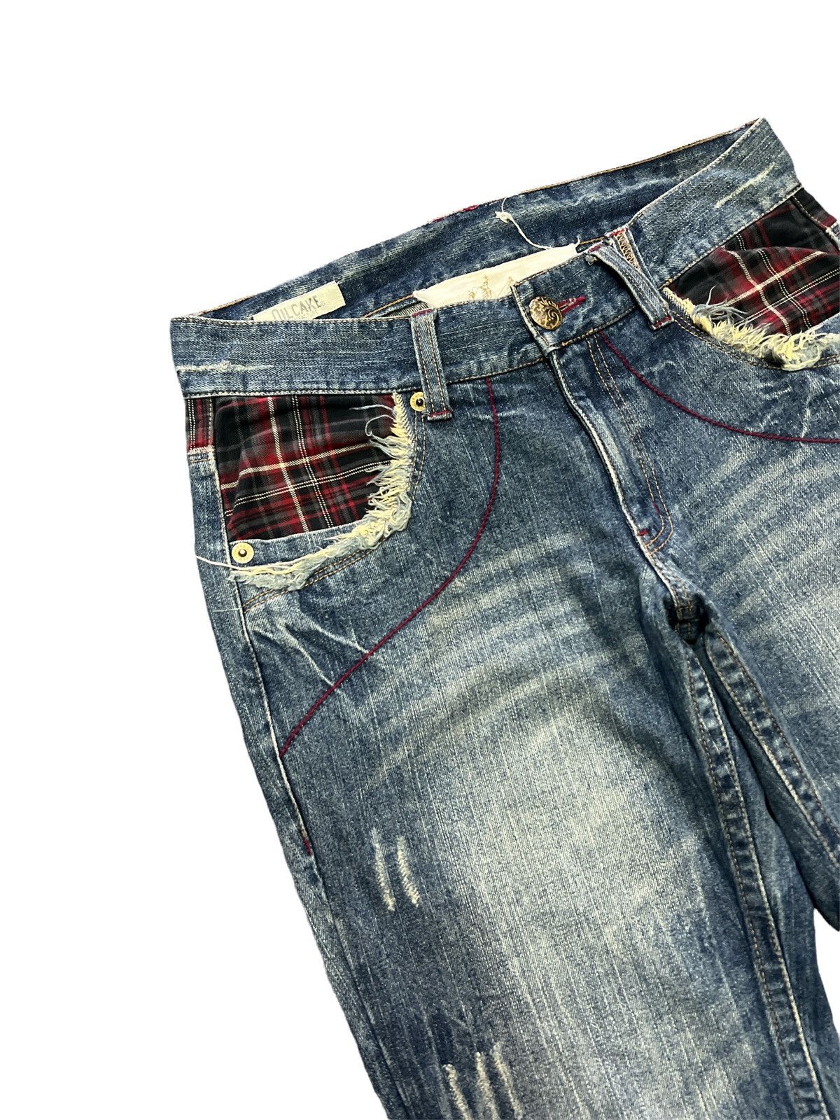Japanese Brand × Vintage FLARED🔥THRASHED RIPPED DENIM PANTS Size US 31 - 5 Thumbnail