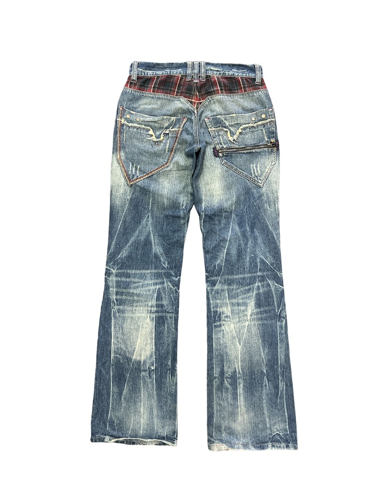 Japanese Brand × Vintage FLARED🔥THRASHED RIPPED DENIM PANTS Size US 31 - 7 Thumbnail