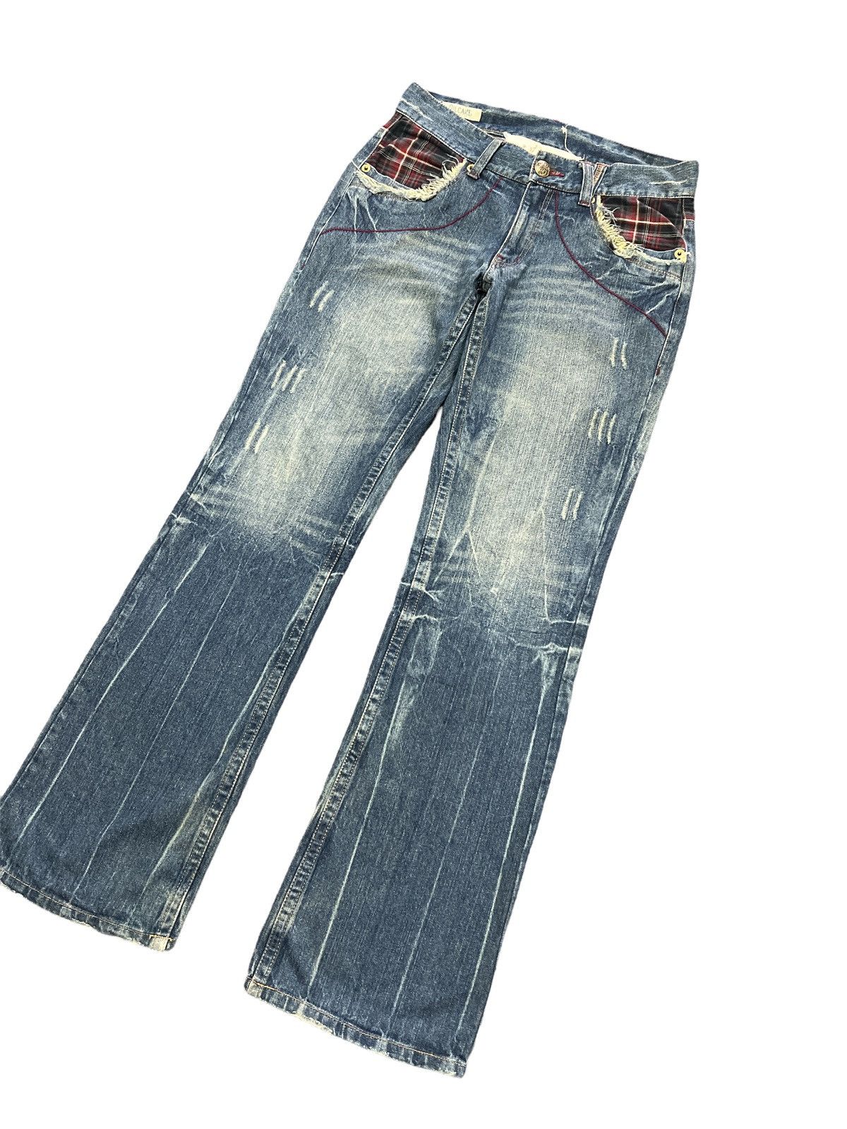Japanese Brand × Vintage FLARED🔥THRASHED RIPPED DENIM PANTS Size US 31 - 4 Thumbnail