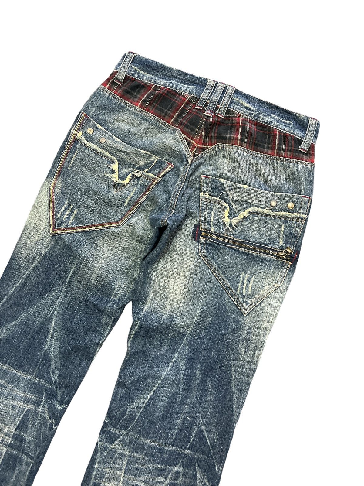 Japanese Brand × Vintage FLARED🔥THRASHED RIPPED DENIM PANTS Size US 31 - 8 Thumbnail