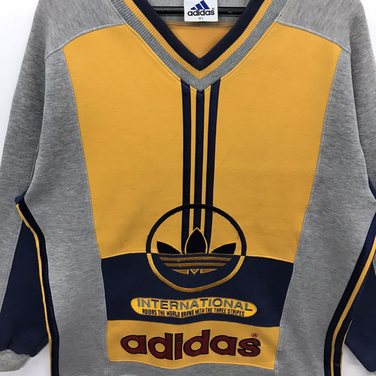 Adidas × Vintage Rare!! Vintage Adidas International Big Logo Sweatshirt Size US L / EU 52-54 / 3 - 10 Thumbnail