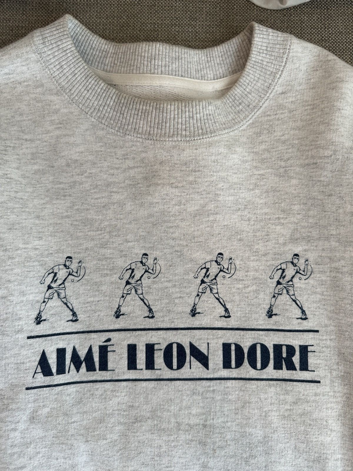 image of Aime Leon Dore Handball Graphic Crewneck Sweatshirt in Silver Mix, Men's (Size Medium)