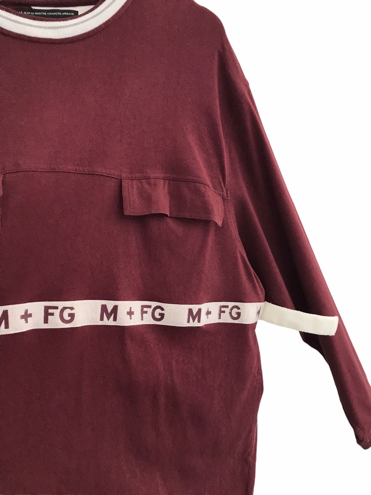 Marithe + Francois Girbaud Marithe + Francois Girbaud Maroon / White Straps Logo Shirt Size US XXL / EU 58 / 5 - 4 Thumbnail