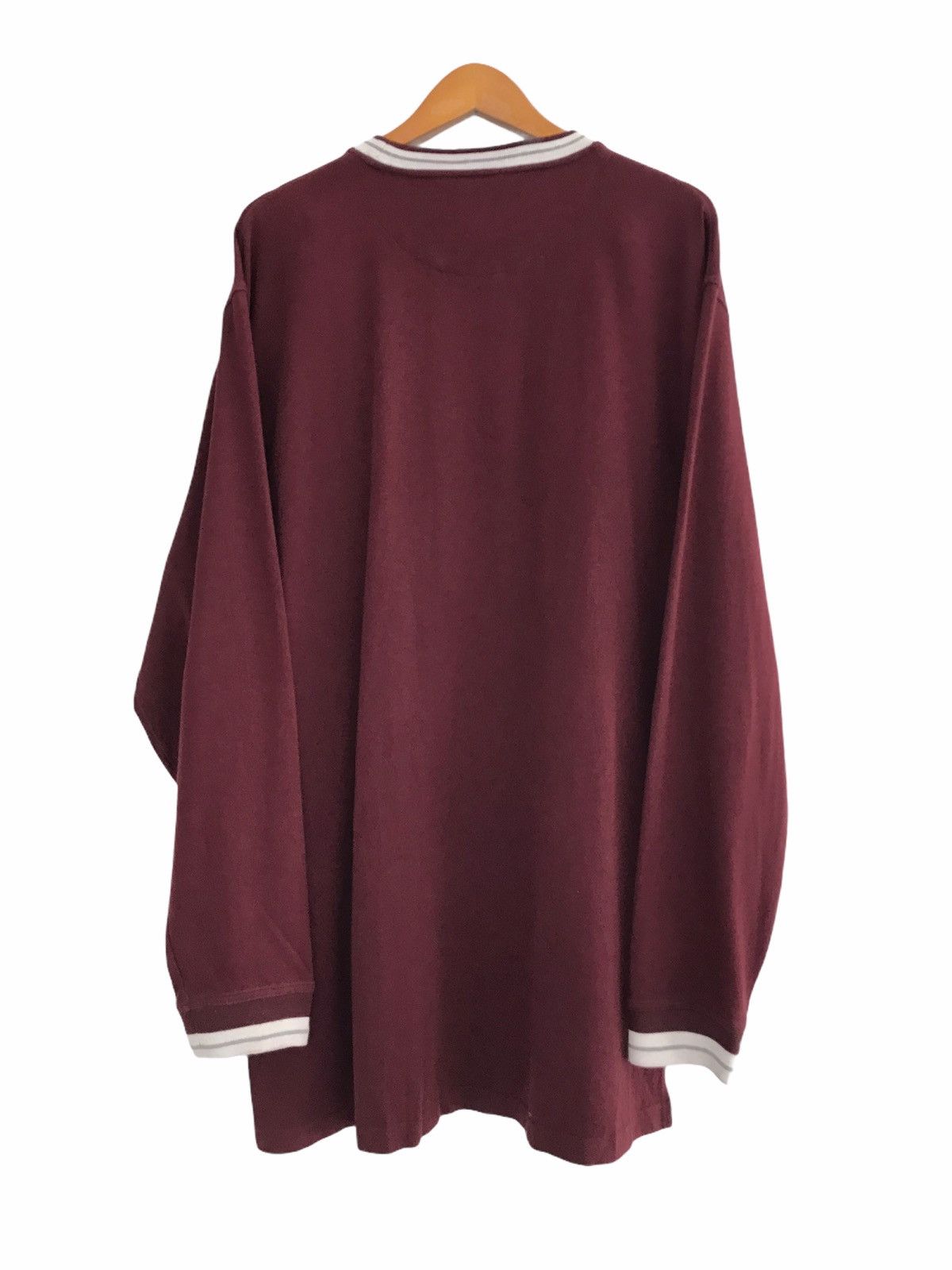 Marithe + Francois Girbaud Marithe + Francois Girbaud Maroon / White Straps Logo Shirt Size US XXL / EU 58 / 5 - 6 Thumbnail