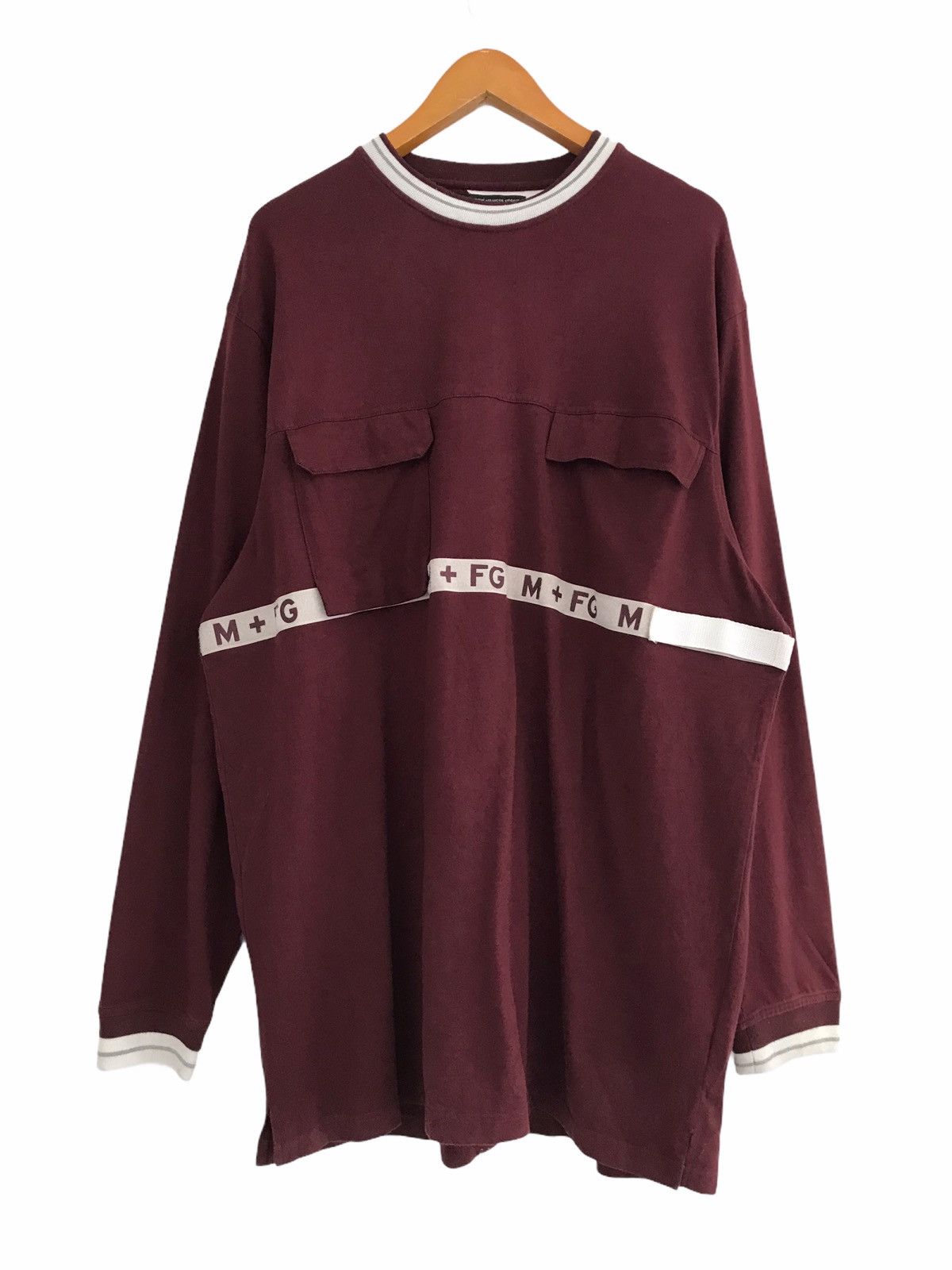 Marithe + Francois Girbaud Marithe + Francois Girbaud Maroon / White Straps Logo Shirt Size US XXL / EU 58 / 5 - 1 Thumbnail