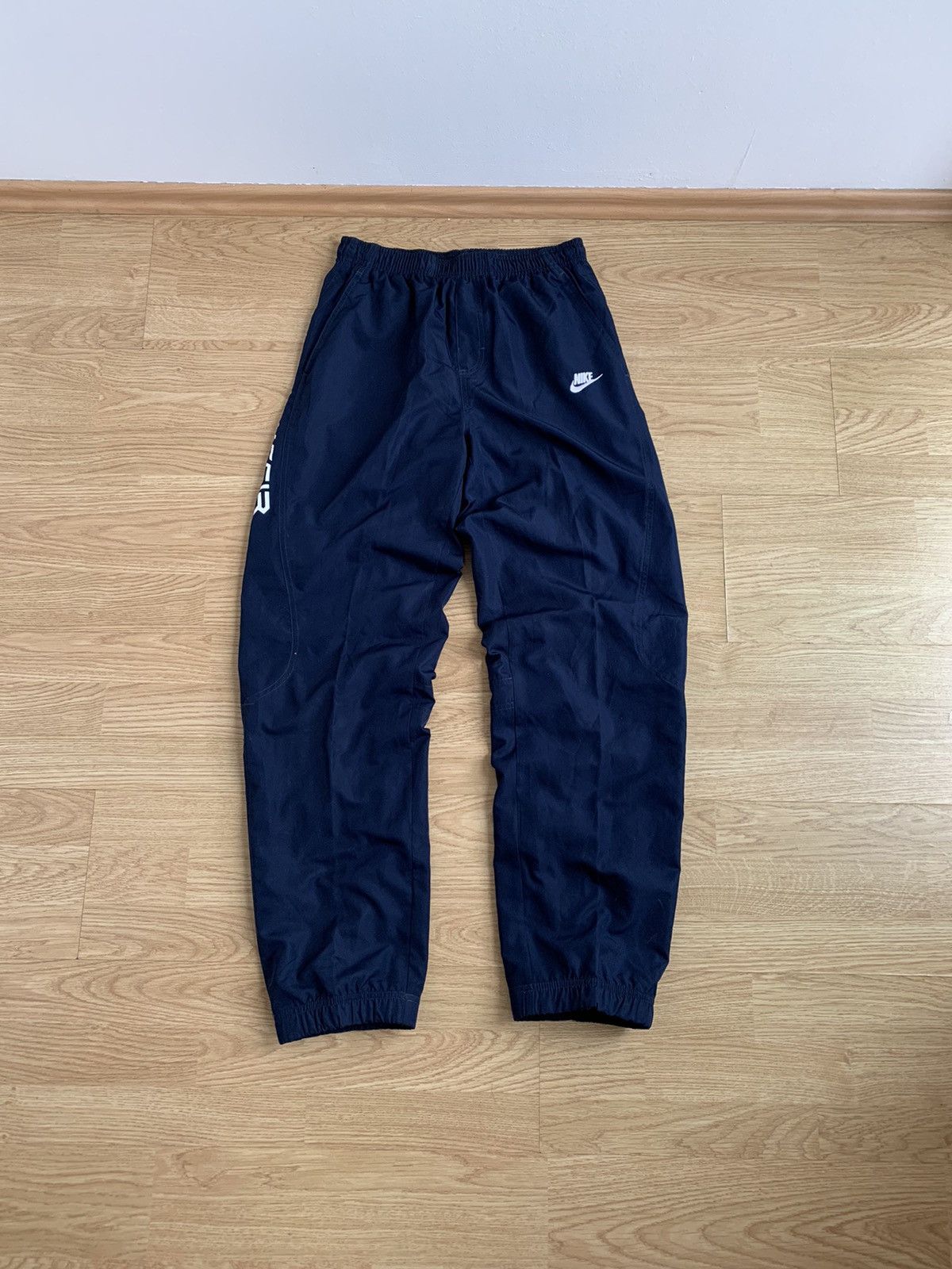Nike × Vintage Vintage y2k Nike Navy Track Pants Swoosh Drill Air Size US 30 / EU 46 - 1 Thumbnail