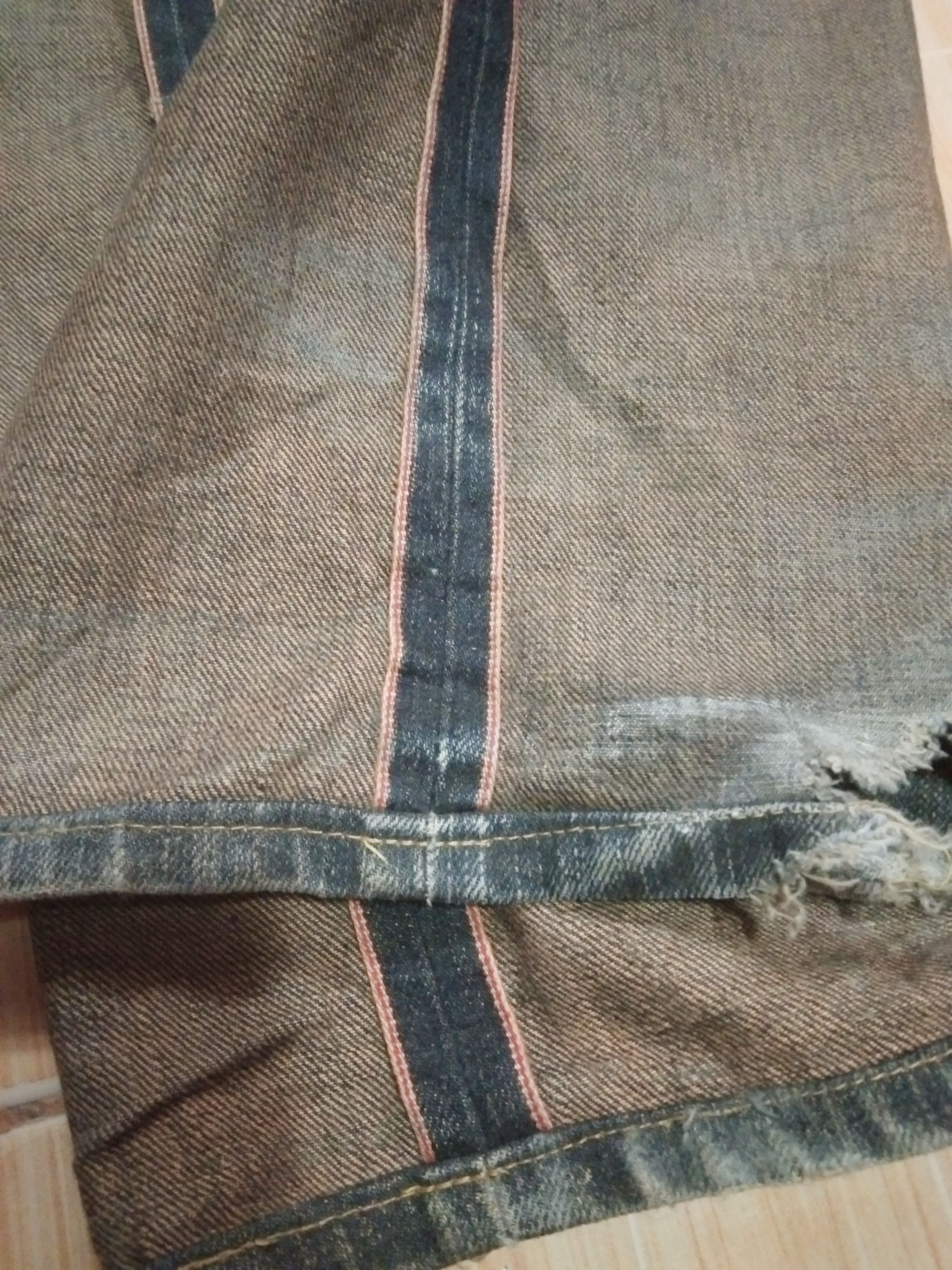 Japanese Brand Vintage Distressed Edwin Mud Wash Selvedge Redline Jeans Size US 33 - 4 Thumbnail