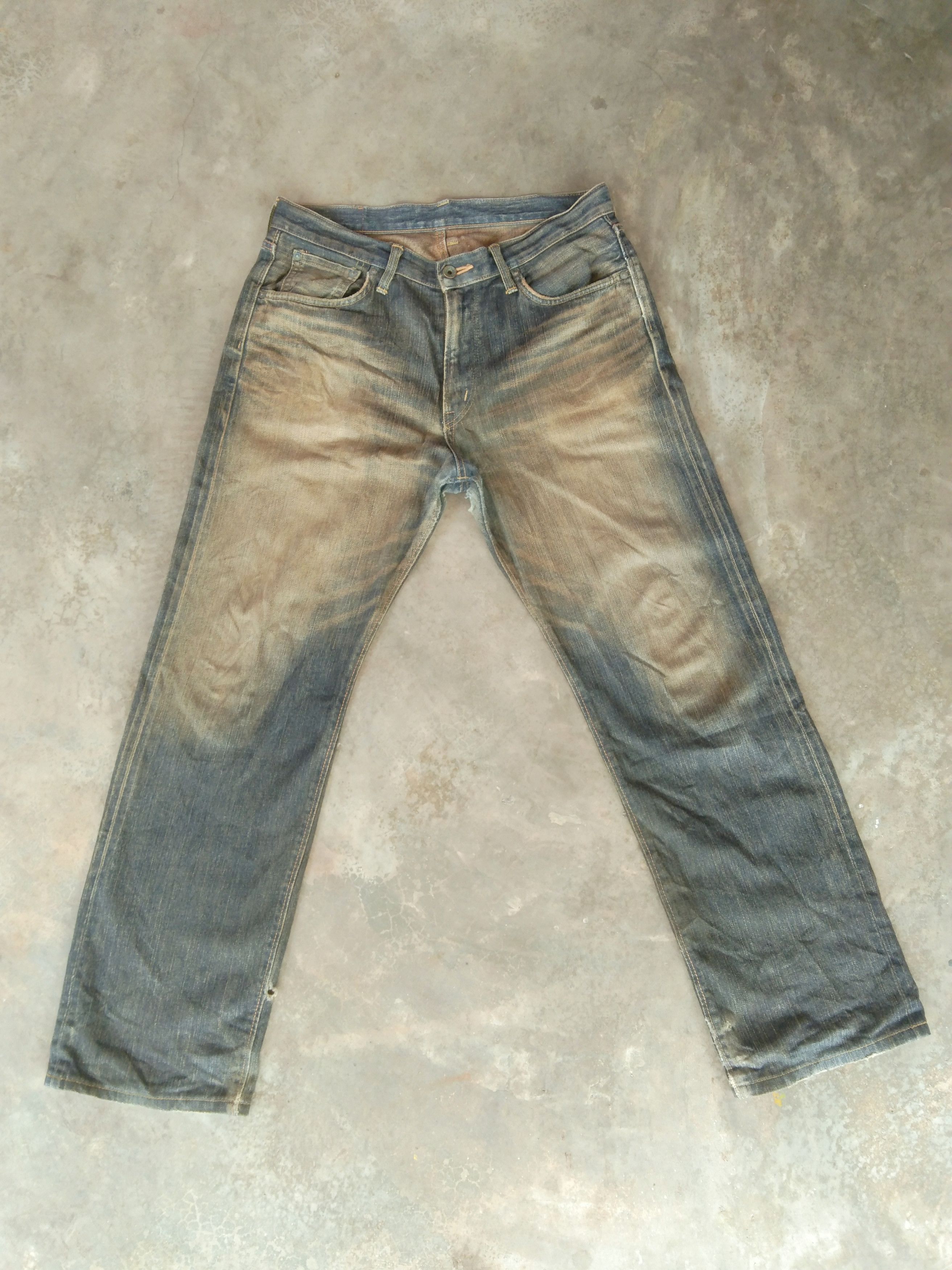 image of Vintage Distressed Edwin 505Zx Selvedge Redline Jeans 33X31 in Rust, Men's