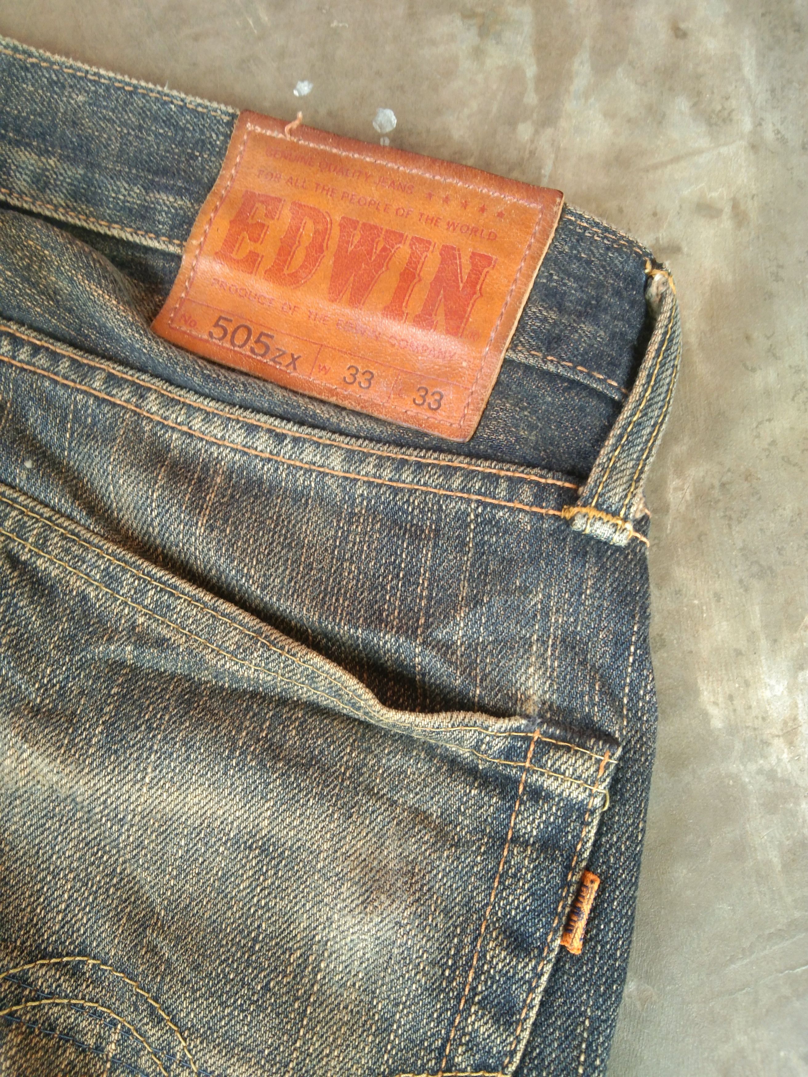 Japanese Brand Vintage Distressed Edwin Mud Wash Selvedge Redline Jeans Size US 33 - 5 Thumbnail