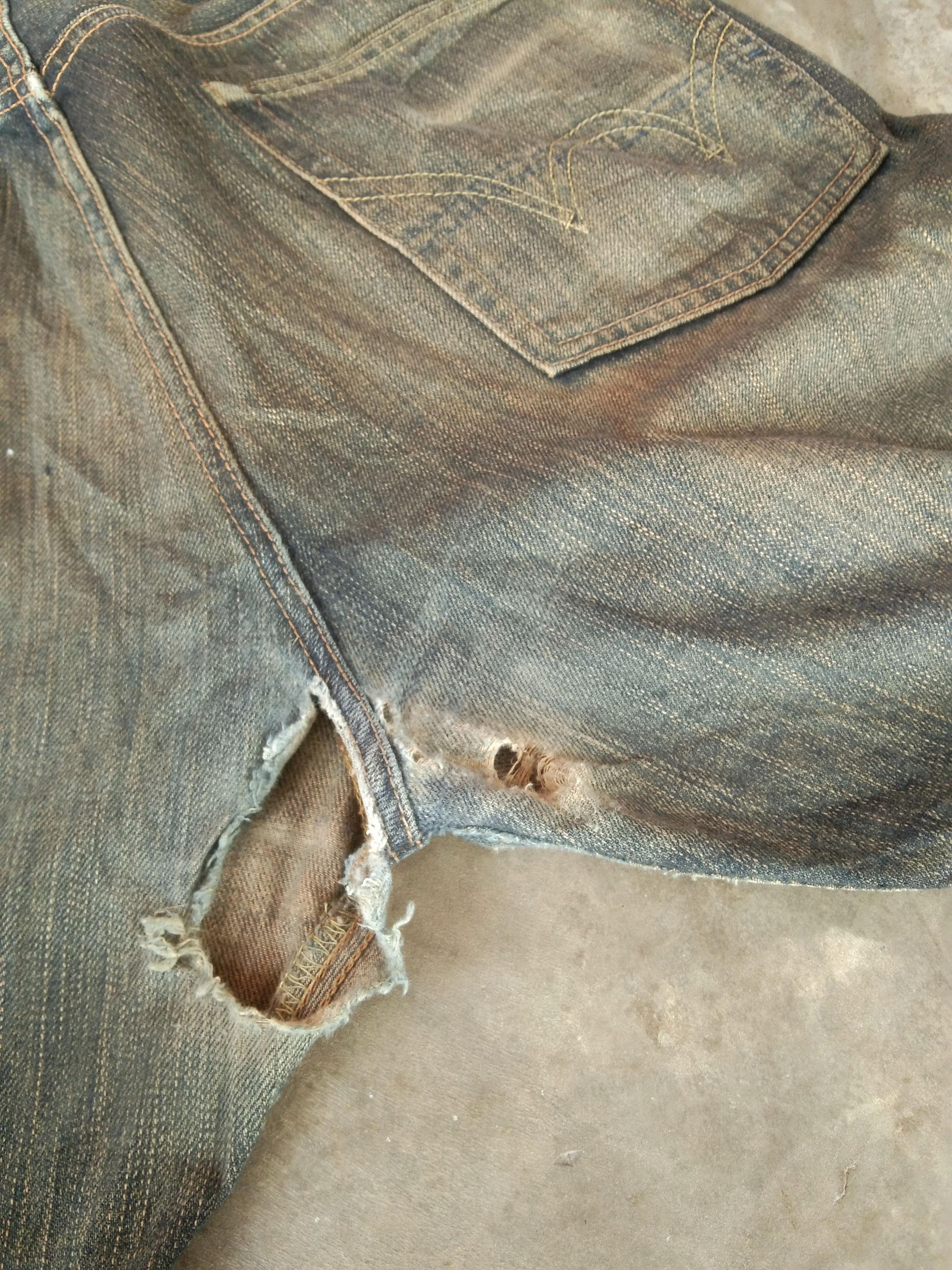 Japanese Brand Vintage Distressed Edwin Mud Wash Selvedge Redline Jeans Size US 33 - 6 Thumbnail