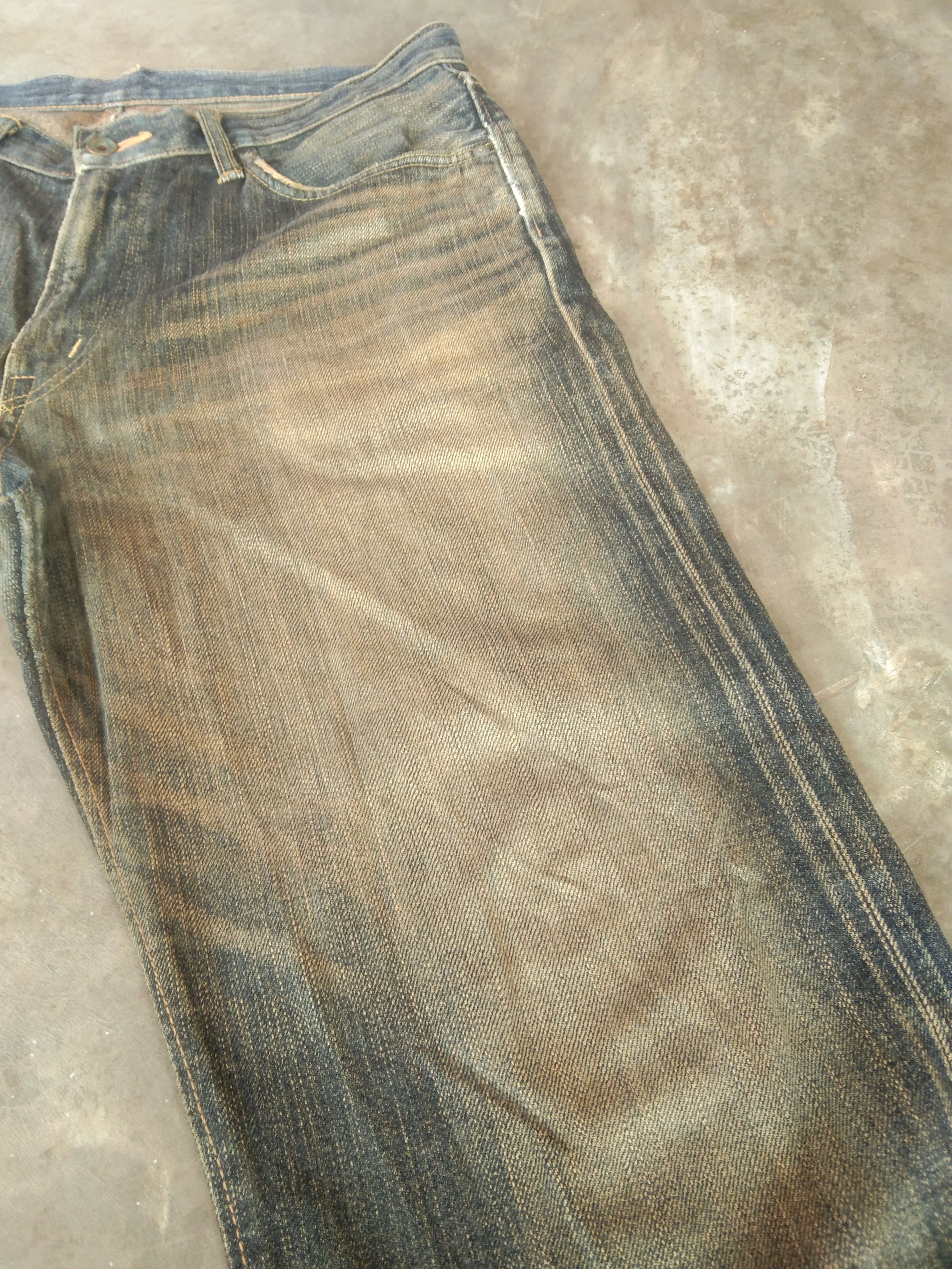 Japanese Brand Vintage Distressed Edwin Mud Wash Selvedge Redline Jeans Size US 33 - 9 Thumbnail