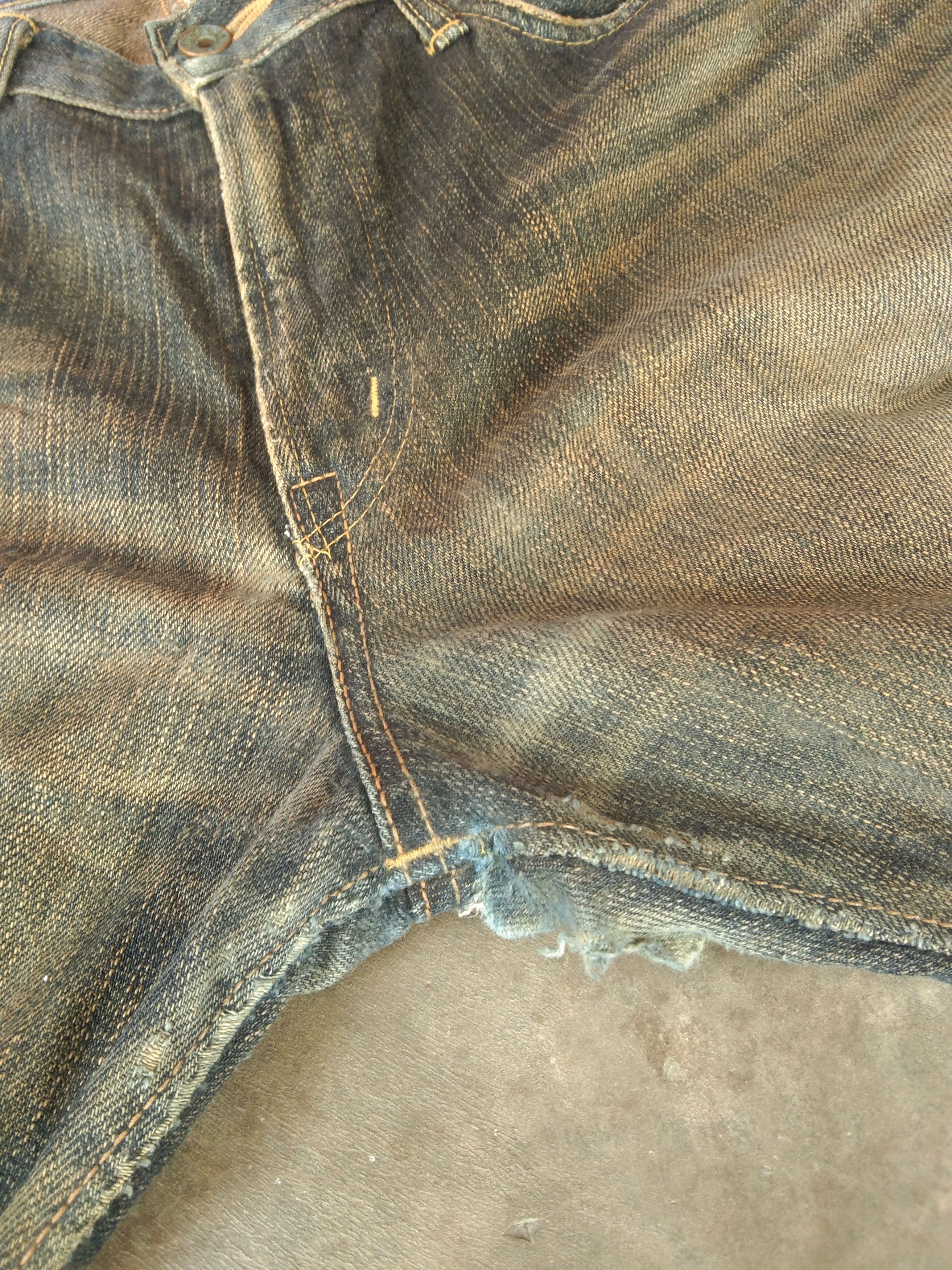 Japanese Brand Vintage Distressed Edwin Mud Wash Selvedge Redline Jeans Size US 33 - 7 Thumbnail