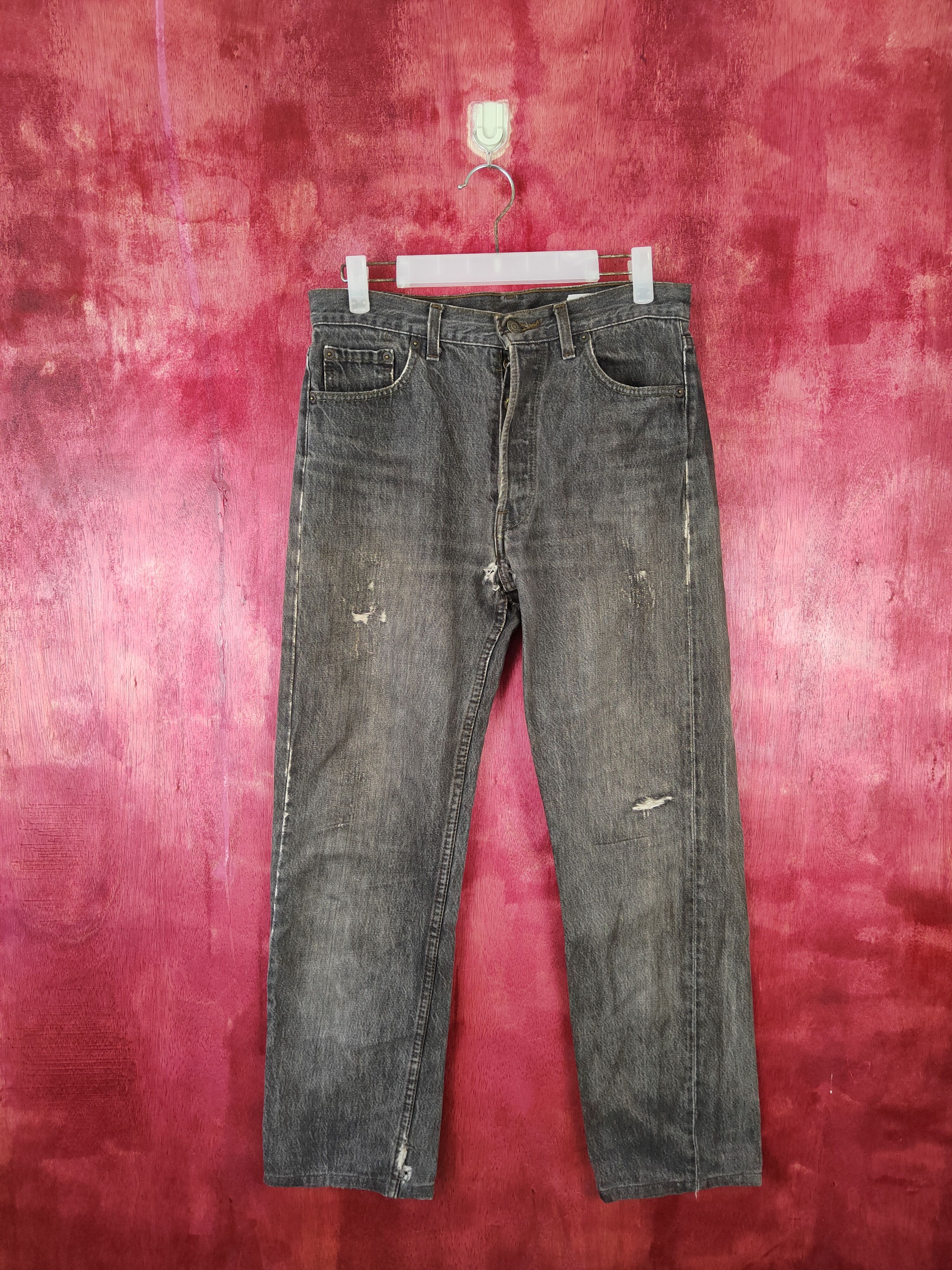 Levi's Levi's Black Faded Ripped Distressed Denim Pants #S587 Size US 30 / EU 46 - 1 Thumbnail