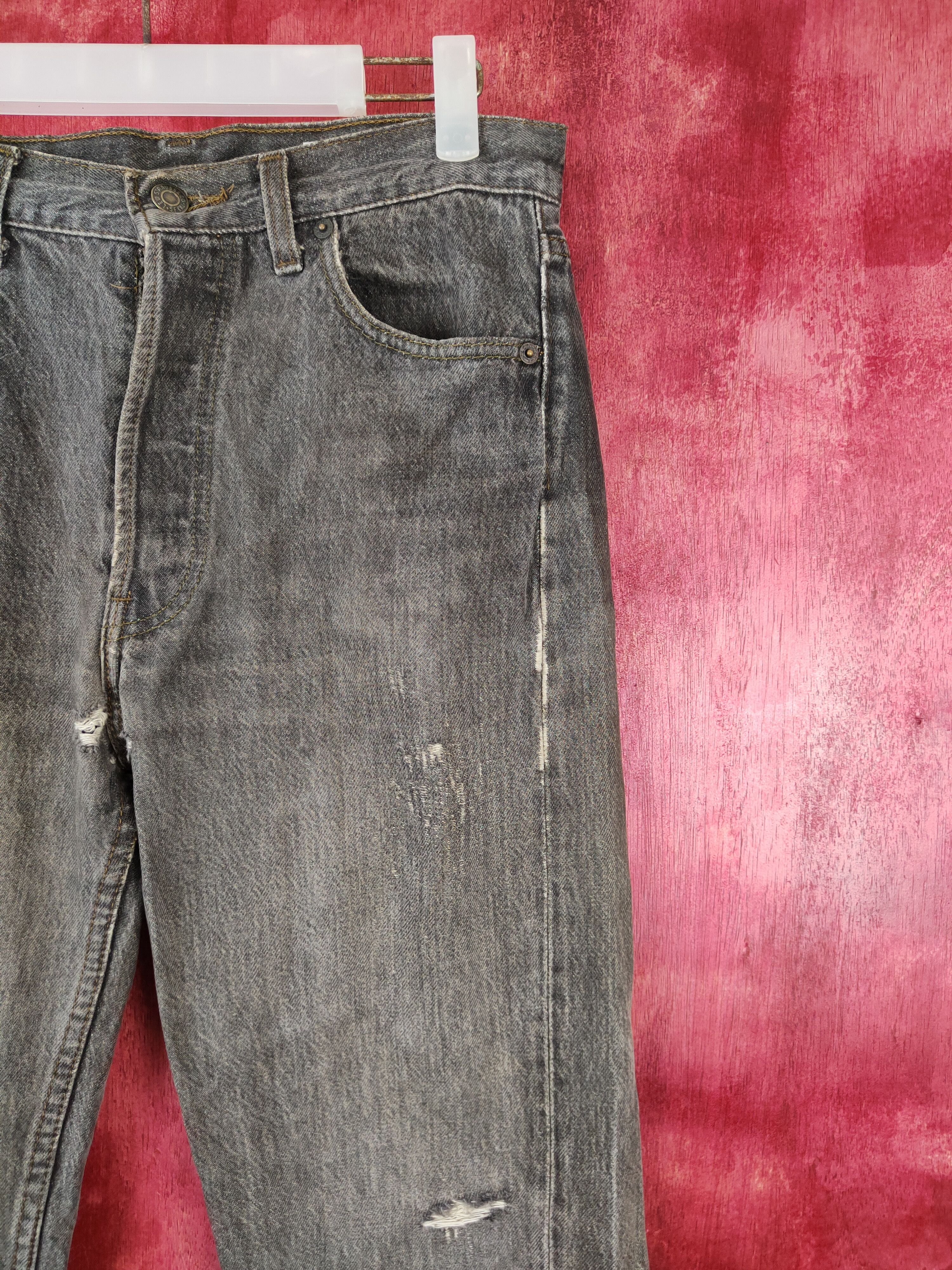 Levi's Levi's Black Faded Ripped Distressed Denim Pants #S587 Size US 30 / EU 46 - 6 Thumbnail