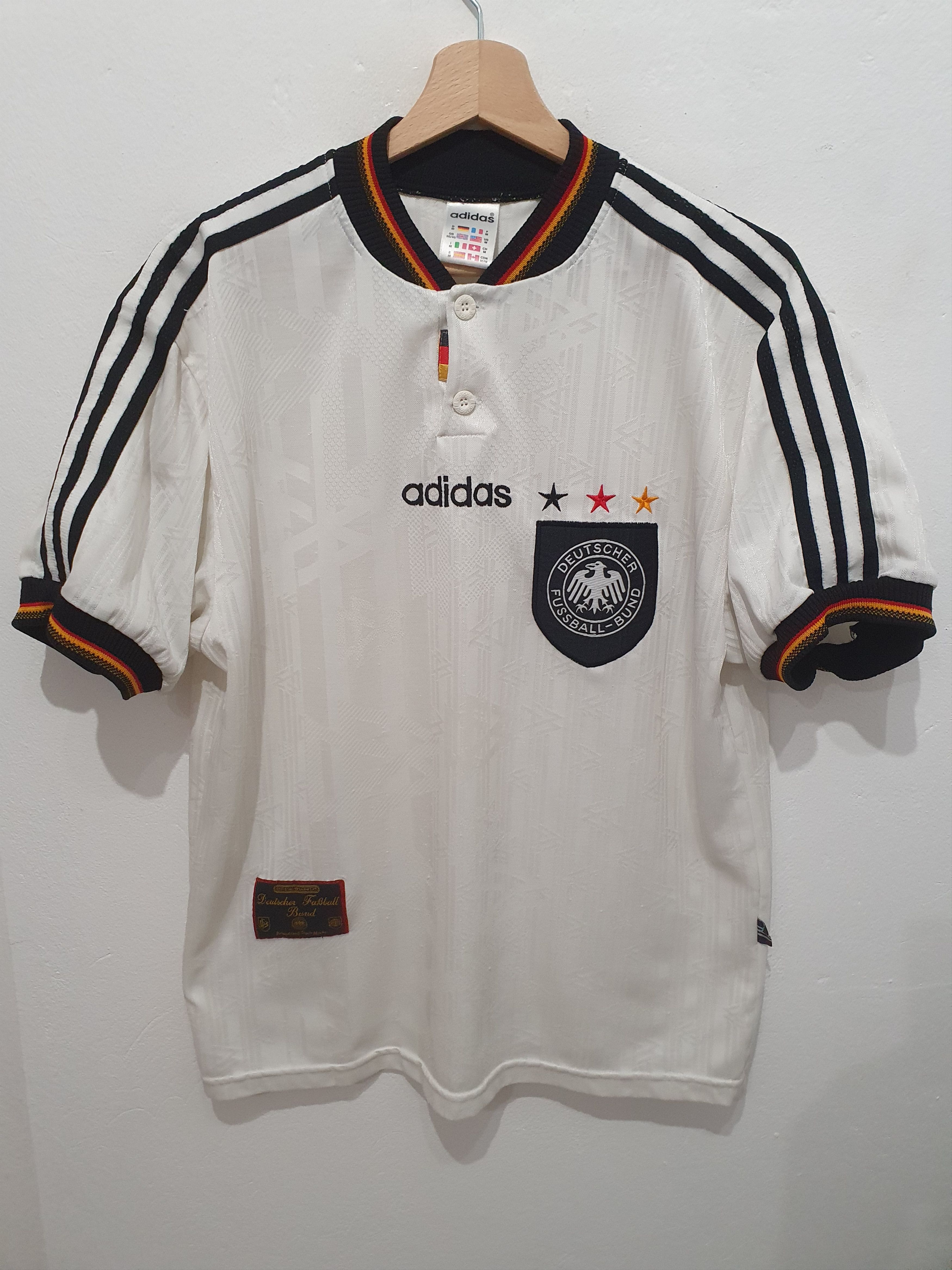 image of Adidas Deutschland Germany 1996 1998 Size M Jersey Shirt in White, Men's