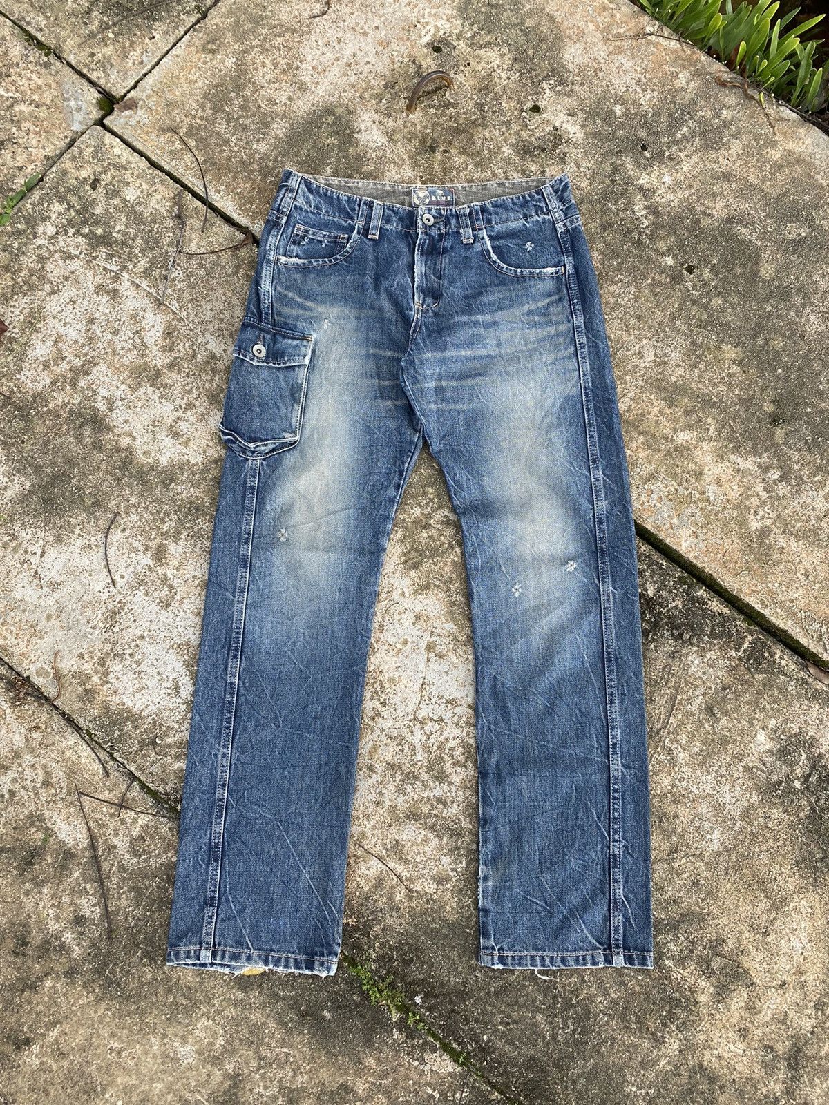 Blue Blue Japan × Japanese Brand Distressed Blue Blue Cargo Denim Size US 30 / EU 46 - 1 Thumbnail