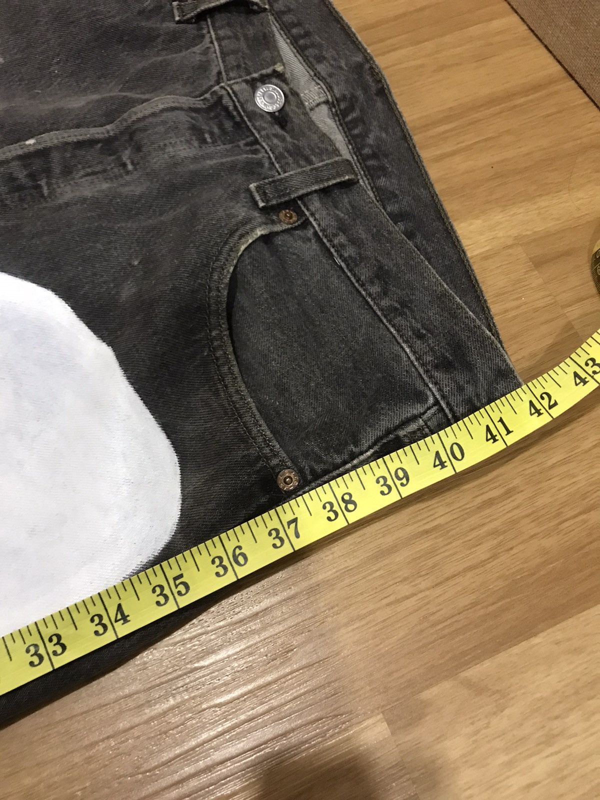 Levi's × Vintage Vintage 90’s Levis 501 Skeleton Paint Denim Jeans Size US 34 / EU 50 - 15 Thumbnail