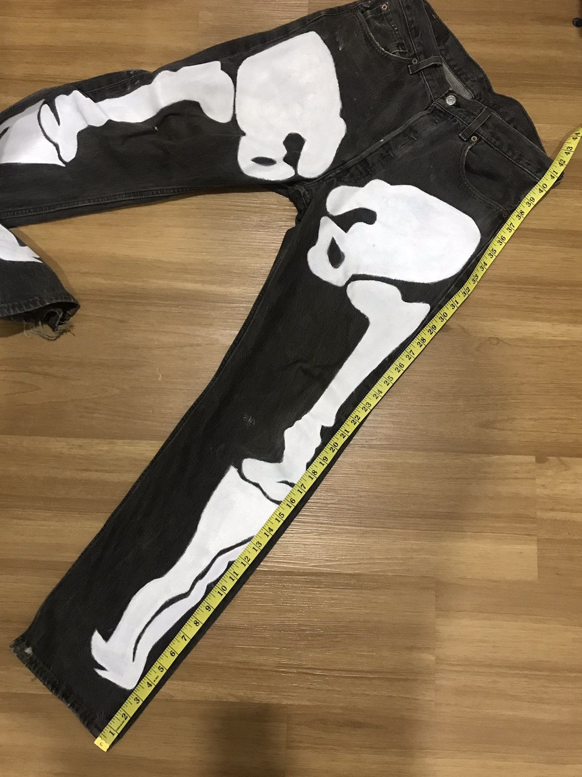 Levi's × Vintage Vintage 90’s Levis 501 Skeleton Paint Denim Jeans Size US 34 / EU 50 - 14 Thumbnail