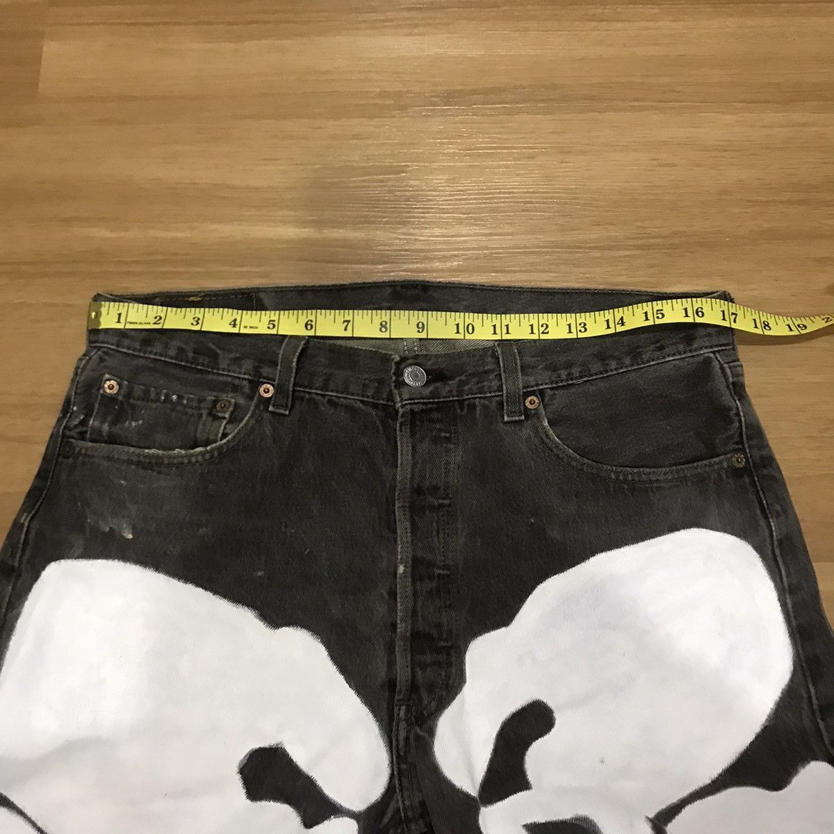 Levi's × Vintage Vintage 90’s Levis 501 Skeleton Paint Denim Jeans Size US 34 / EU 50 - 11 Thumbnail