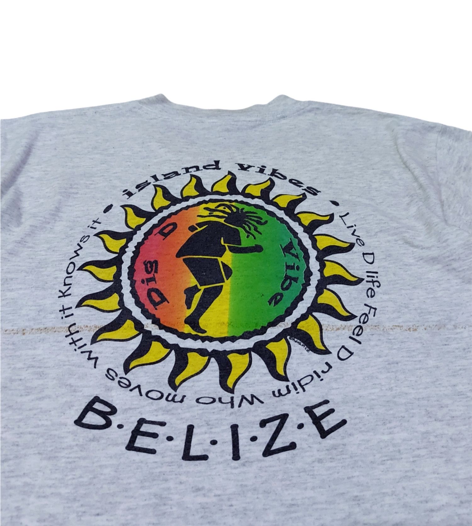 Vintage RARE! VTG 80s BELIZE "ISLAND VIBES" RASTA SINGLE STITCH Size US M / EU 48-50 / 2 - 6 Thumbnail