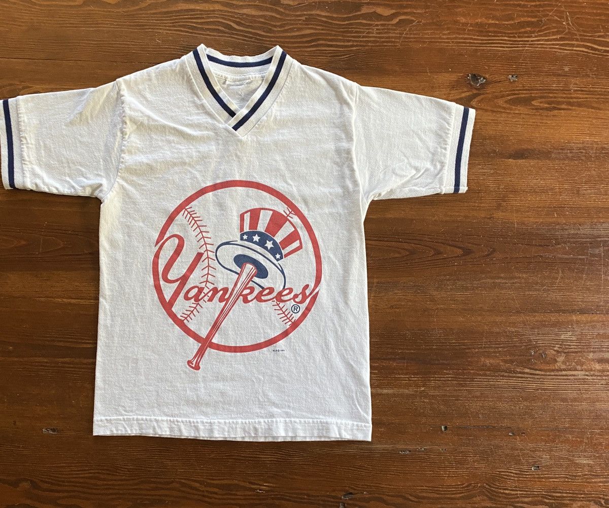 New York Yankees Vintage 1994 90s New York Yankees V-Neck Ringer Tee Size US XXS / EU 40 - 1 Thumbnail