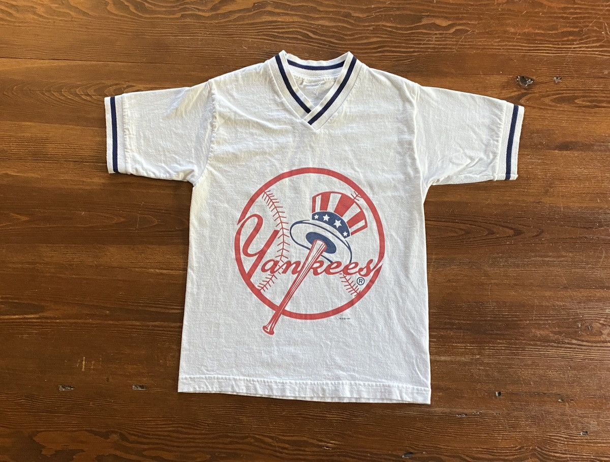 New York Yankees Vintage 1994 90s New York Yankees V-Neck Ringer Tee Size US XXS / EU 40 - 2 Thumbnail