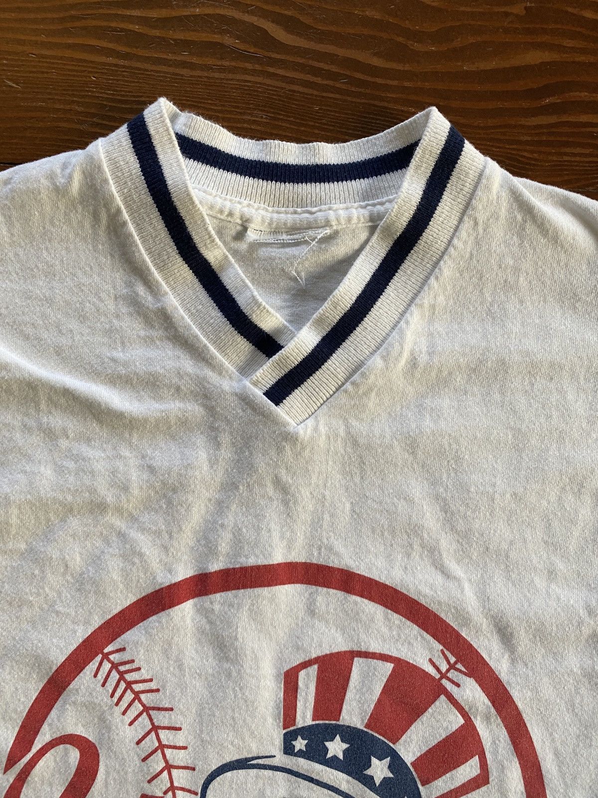New York Yankees Vintage 1994 90s New York Yankees V-Neck Ringer Tee Size US XXS / EU 40 - 7 Thumbnail