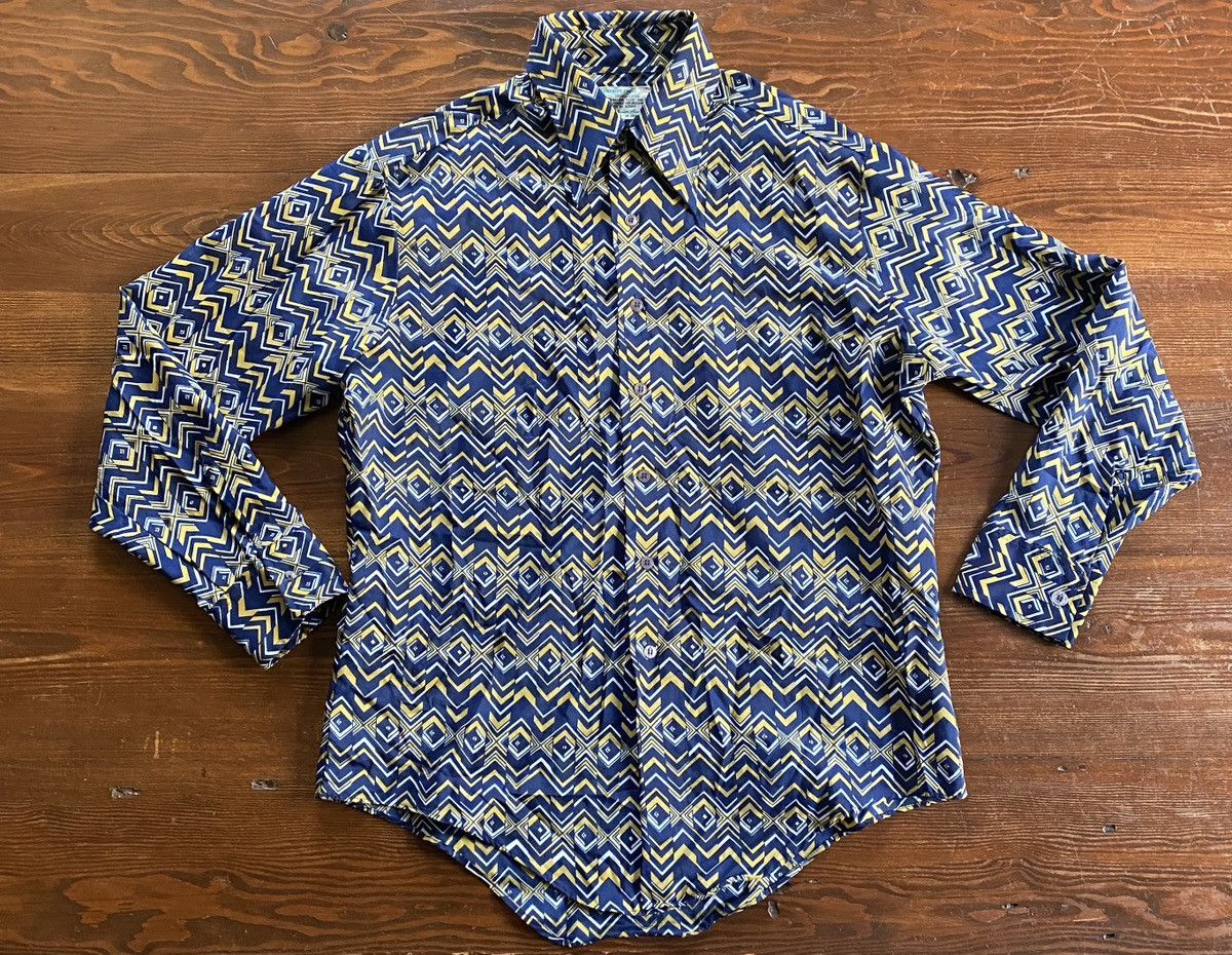 Retrofit Vintage 70’s Kmart Abstract Stripes Long Sleeve Button Up Size US L / EU 52-54 / 3 - 2 Thumbnail
