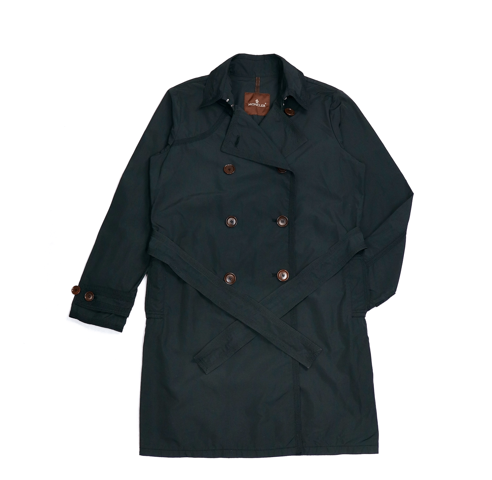 image of Archival Clothing x Military Double Breasted Trench Coat in Black (Size Medium)
