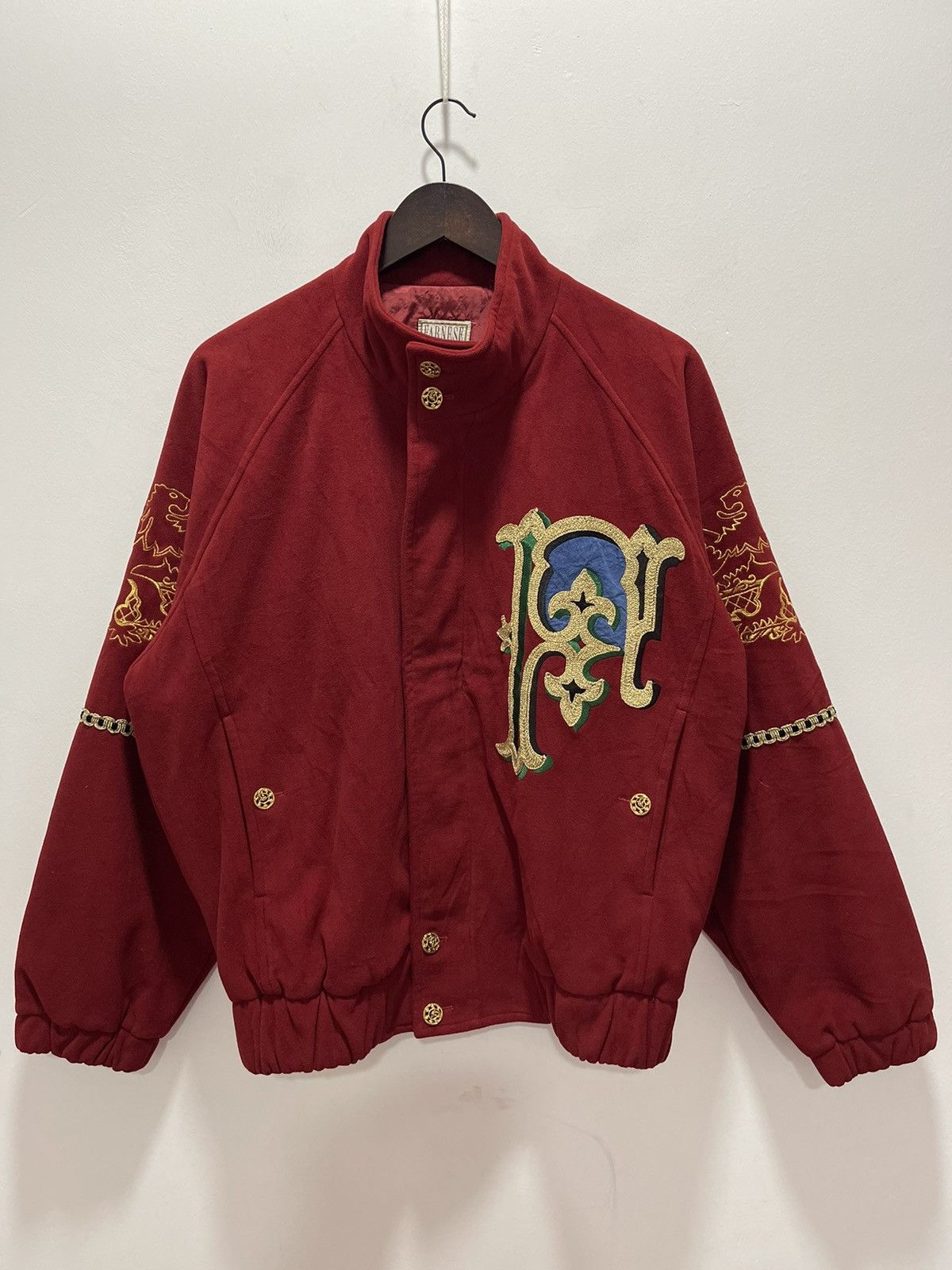 Japanese Brand VINTAGE FARNESE BIG LOGO JAPAN DESIGN BOMBER JACKET Size US L / EU 52-54 / 3 - 7 Thumbnail