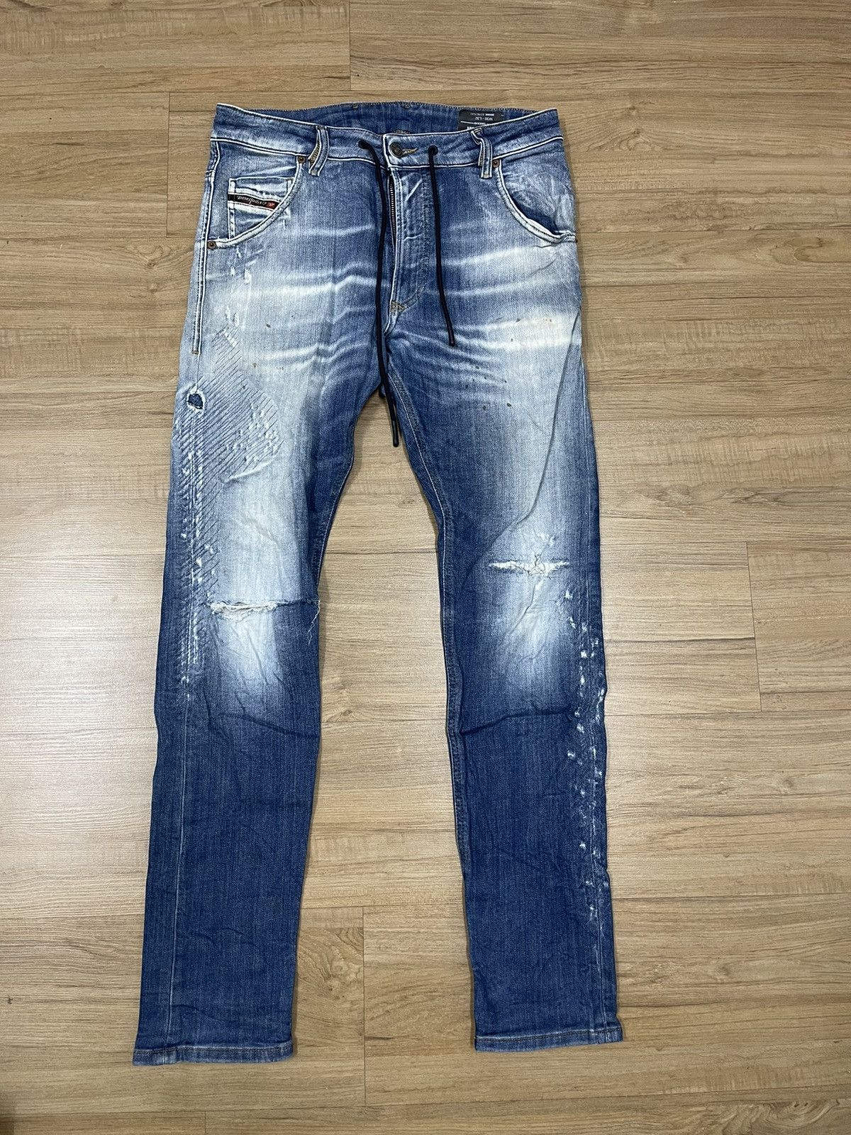 image of Diesel Krooley Jogg Distressed Jeans in Blue, Men's (Size 34)