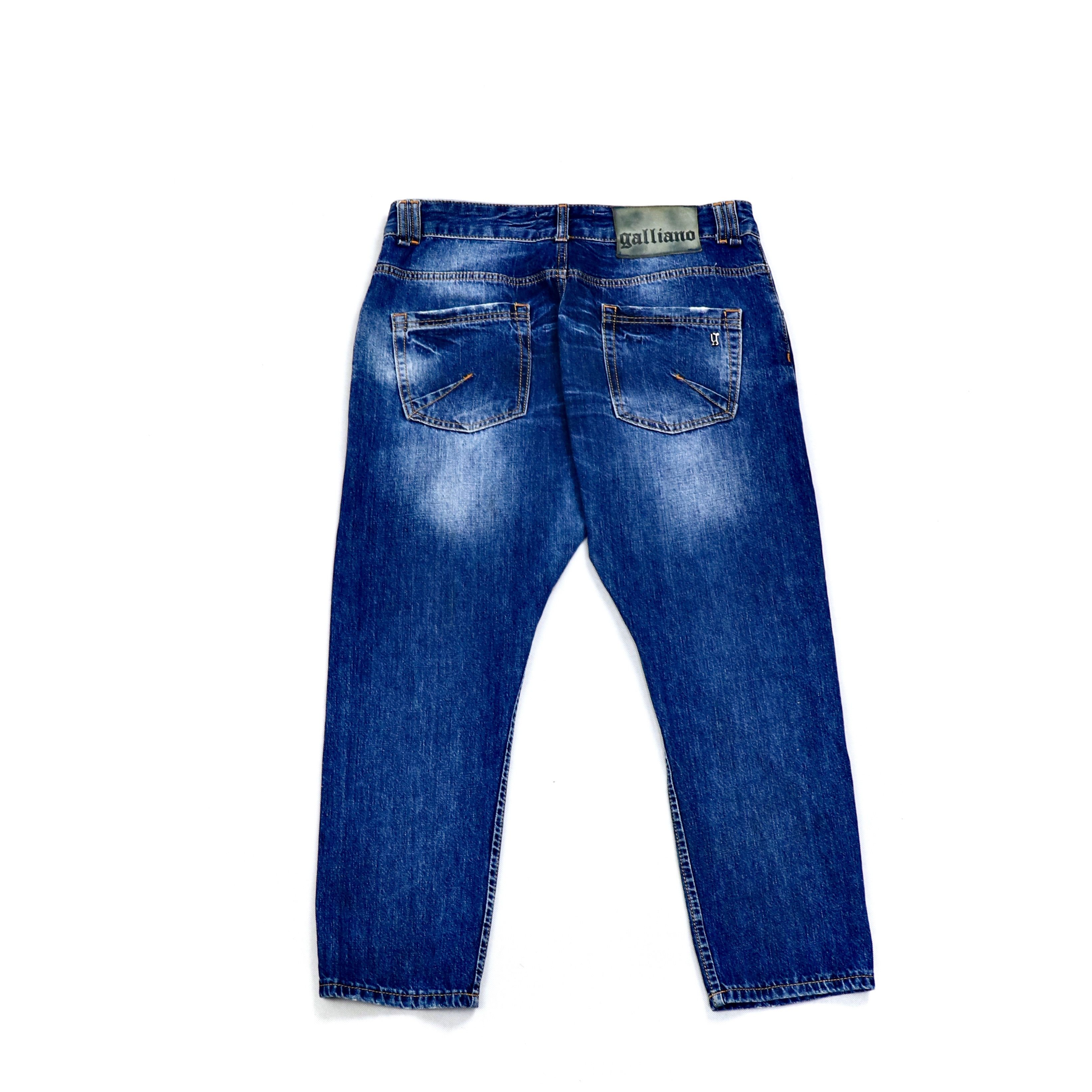 John Galliano Cropped Faded Jeans Size US 36 / EU 52 - 2 Thumbnail