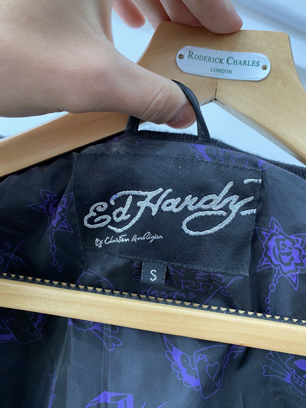 Ed Hardy × Vintage Y2K Ed Hardy Punk Skull Leather Jacket Size S / US 4 / IT 40 - 10 Thumbnail