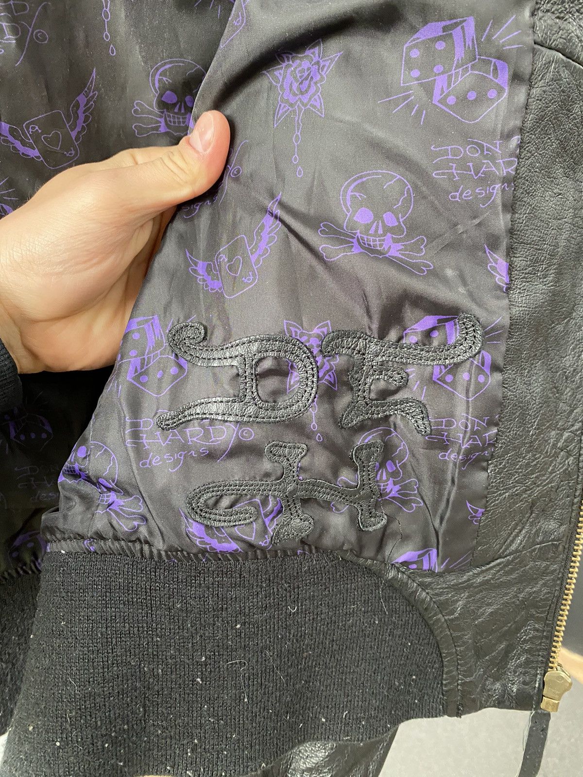 Ed Hardy × Vintage Y2K Ed Hardy Punk Skull Leather Jacket Size S / US 4 / IT 40 - 11 Thumbnail