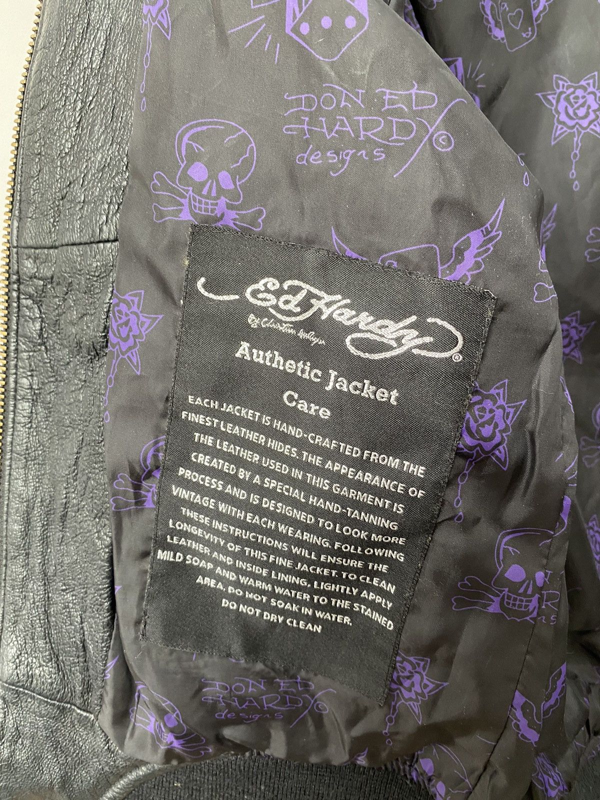 Ed Hardy × Vintage Y2K Ed Hardy Punk Skull Leather Jacket Size S / US 4 / IT 40 - 9 Thumbnail