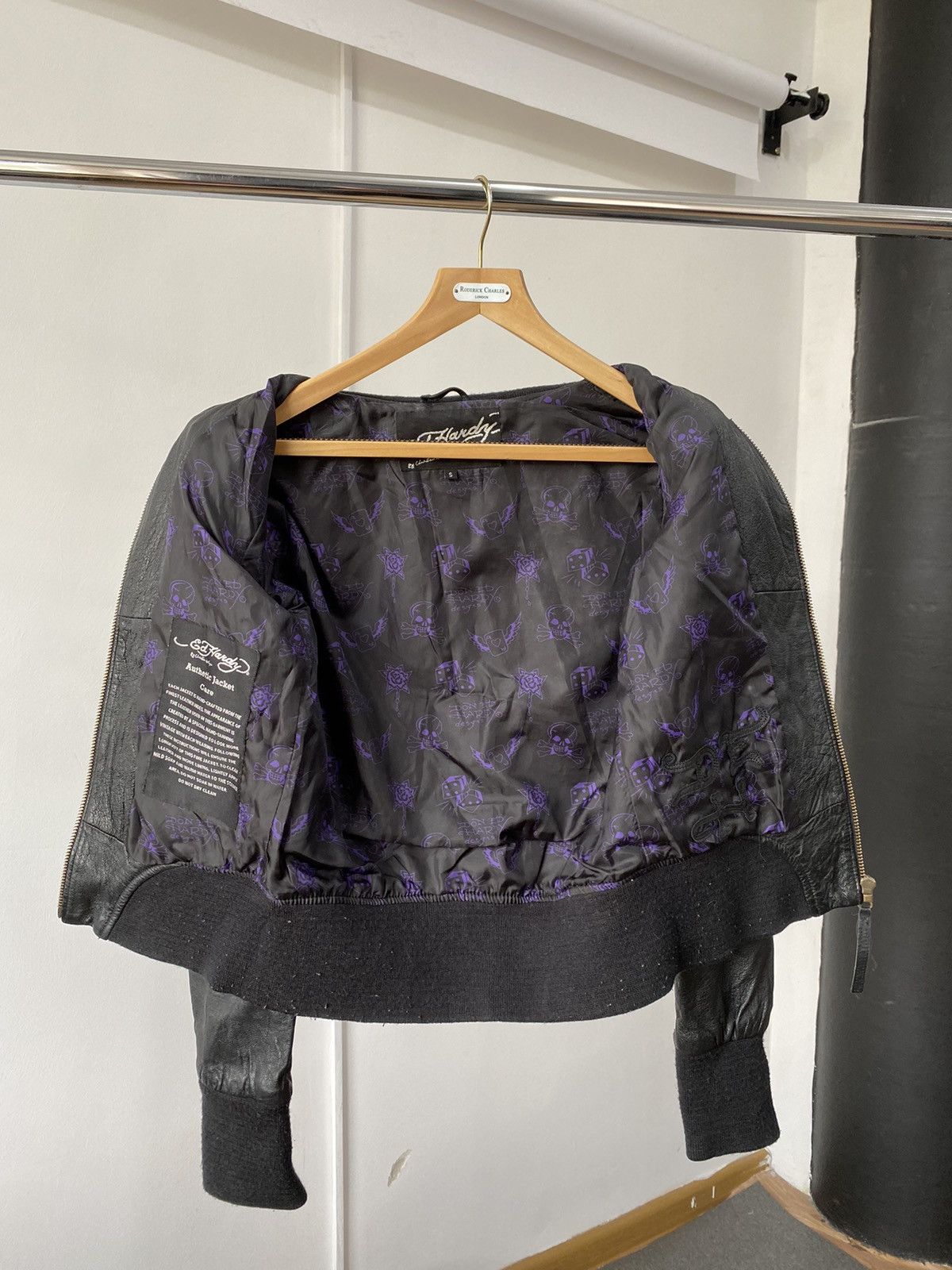 Ed Hardy × Vintage Y2K Ed Hardy Punk Skull Leather Jacket Size S / US 4 / IT 40 - 8 Thumbnail
