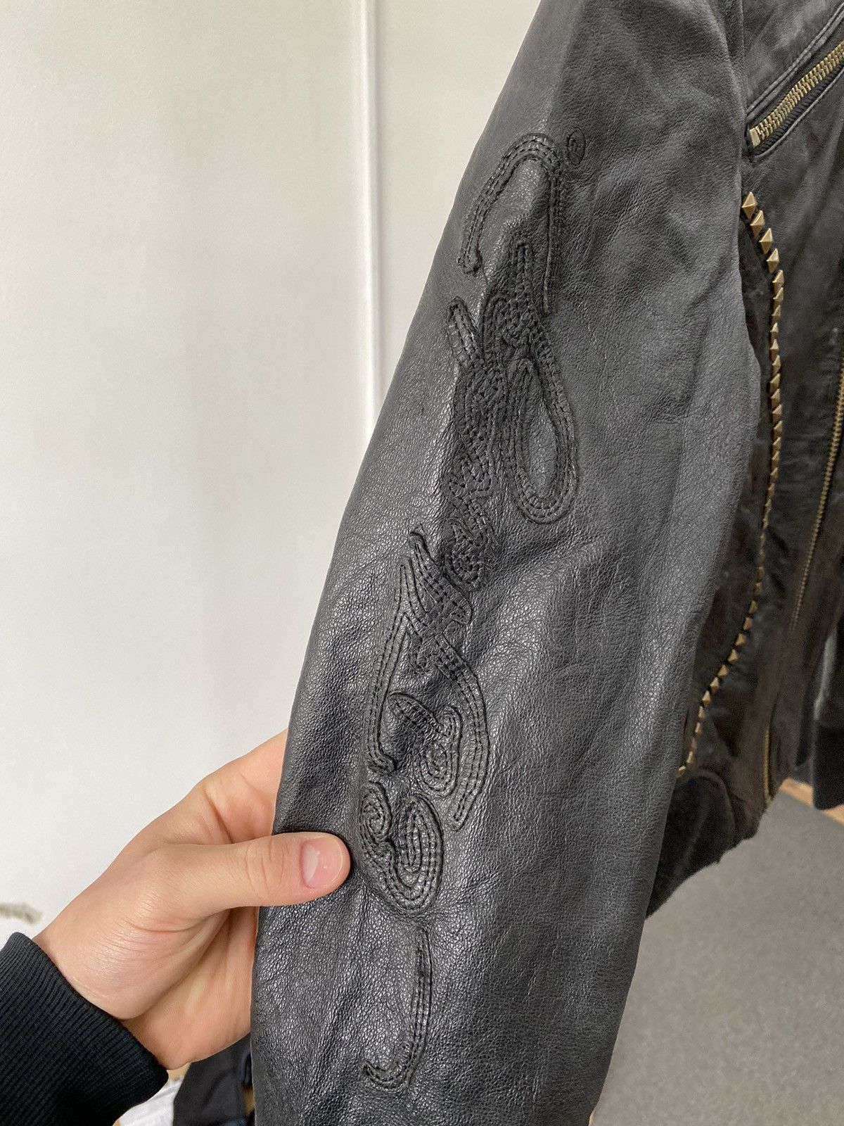 Ed Hardy × Vintage Y2K Ed Hardy Punk Skull Leather Jacket Size S / US 4 / IT 40 - 3 Thumbnail