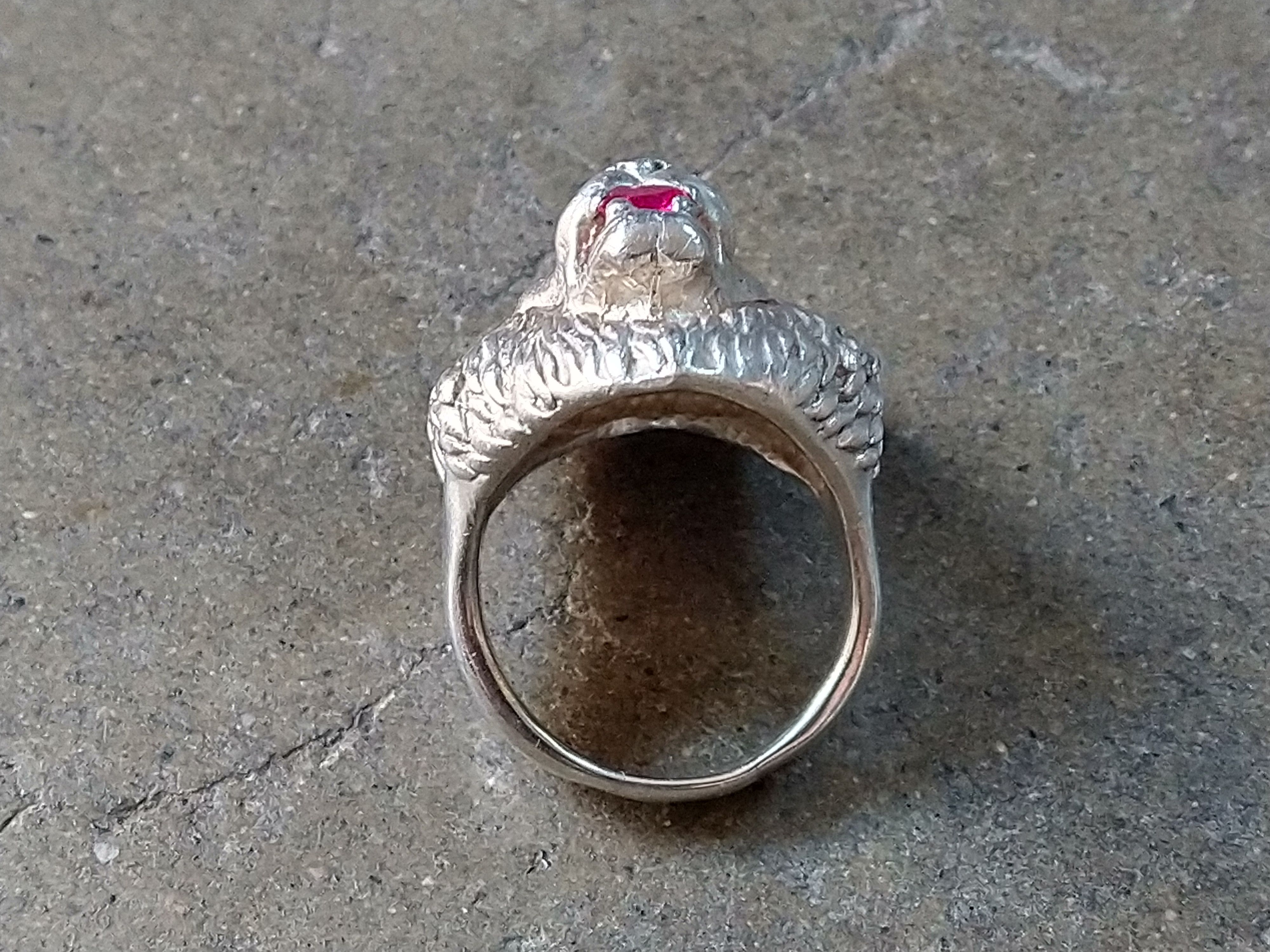 Jewelry Sterling Silver Ring Lion Pink Lab Ruby Size 9.75 Biker Size ONE SIZE - 15 Thumbnail