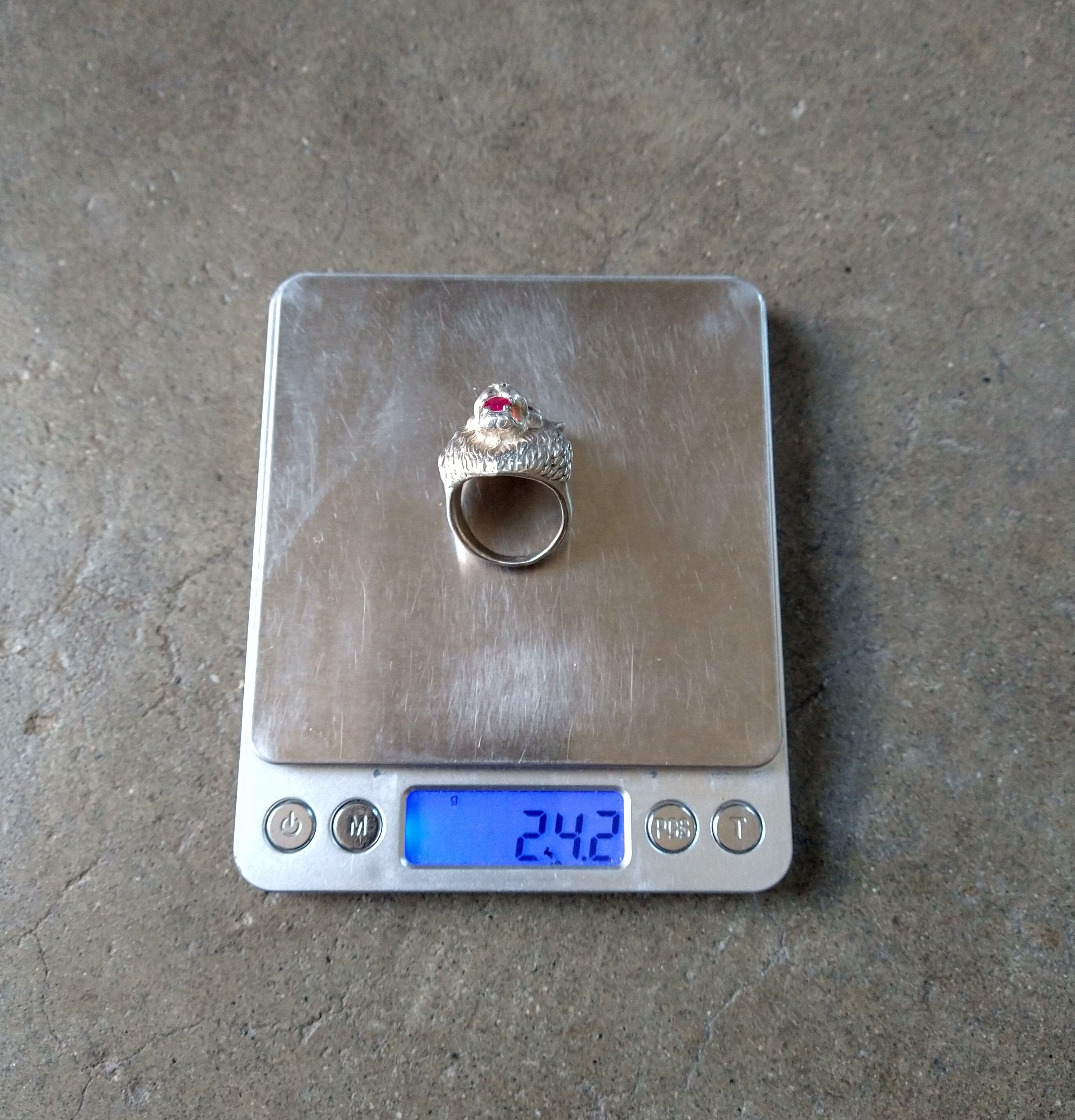 Jewelry Sterling Silver Ring Lion Pink Lab Ruby Size 9.75 Biker Size ONE SIZE - 19 Thumbnail