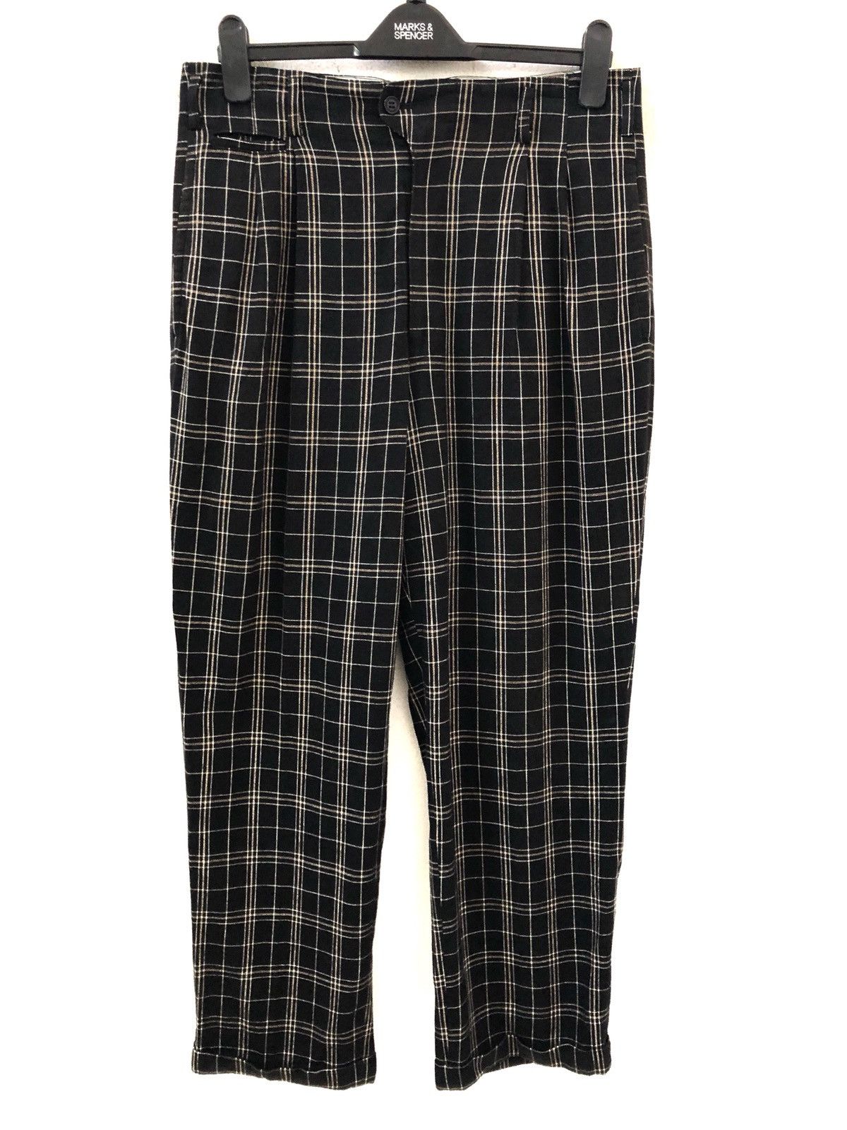 image of Matsuda Japan Brand Nicole Sports Rayon Blend Check Baggy Trouser, Men's (Size 33)