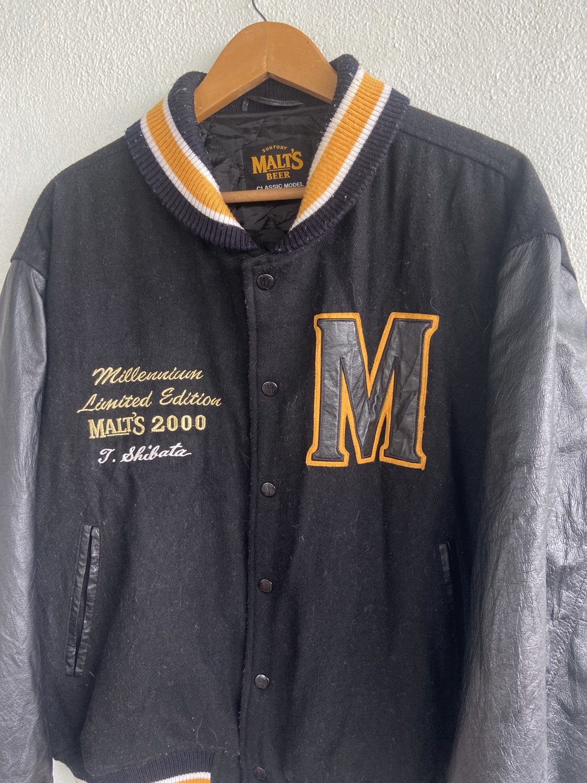 Vintage Vintage Suntory Malt’s Beer Letterman Wool Varsity Jacket Size US L / EU 52-54 / 3 - 3 Thumbnail
