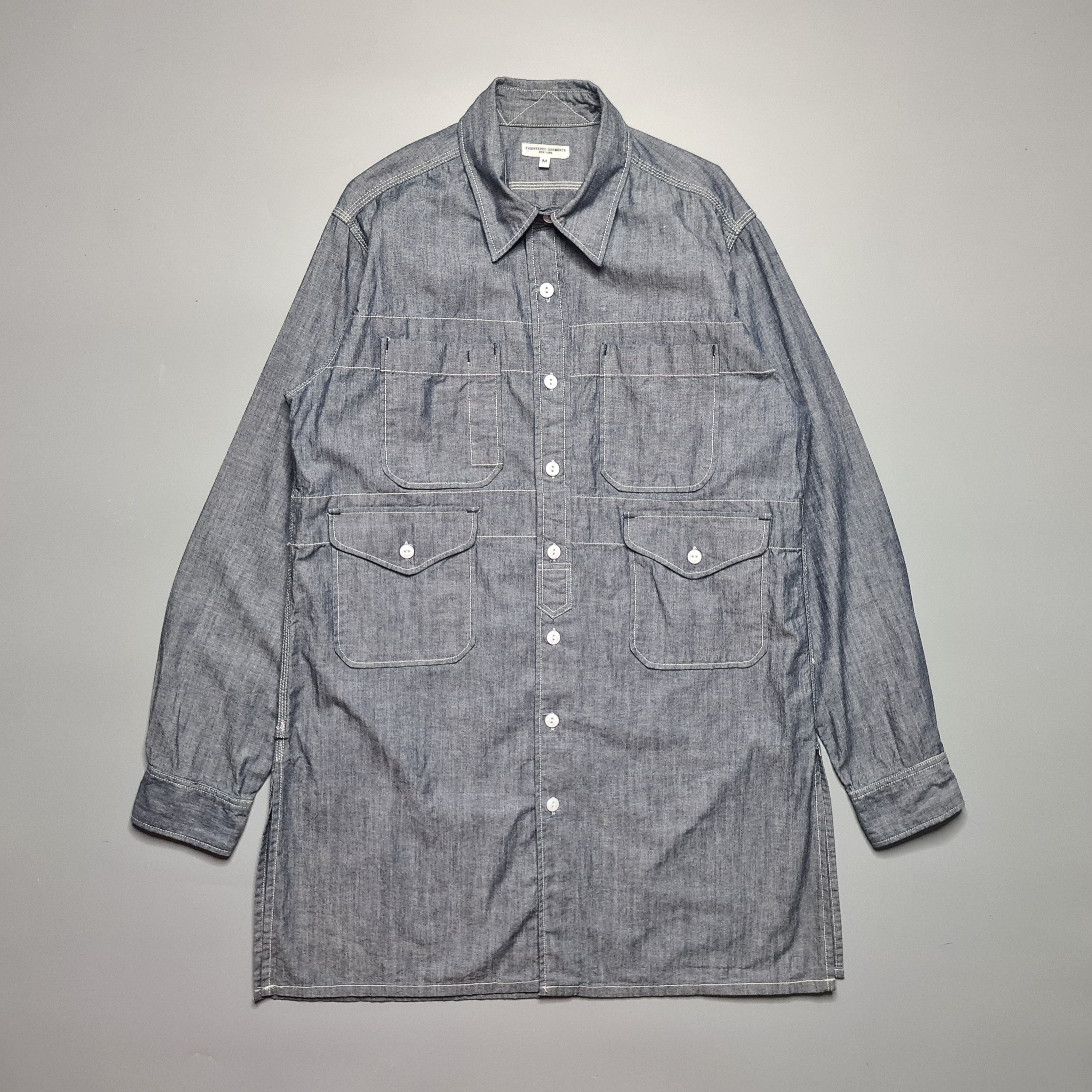image of Eg X Beams Plus - Cone Chambray - Long Work Shirt in Indigo, Men's (Size Medium)