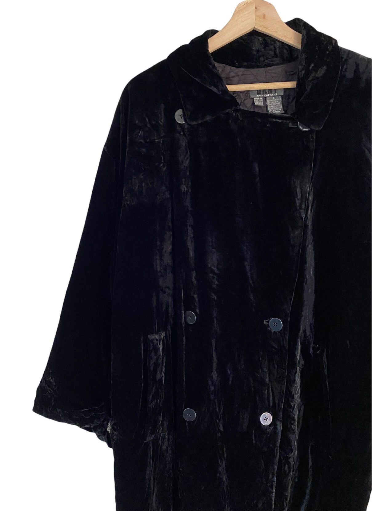 🔥LUXURY DKNY BLACK VELVET FABRIC BALMACAAN OVERCOAT
