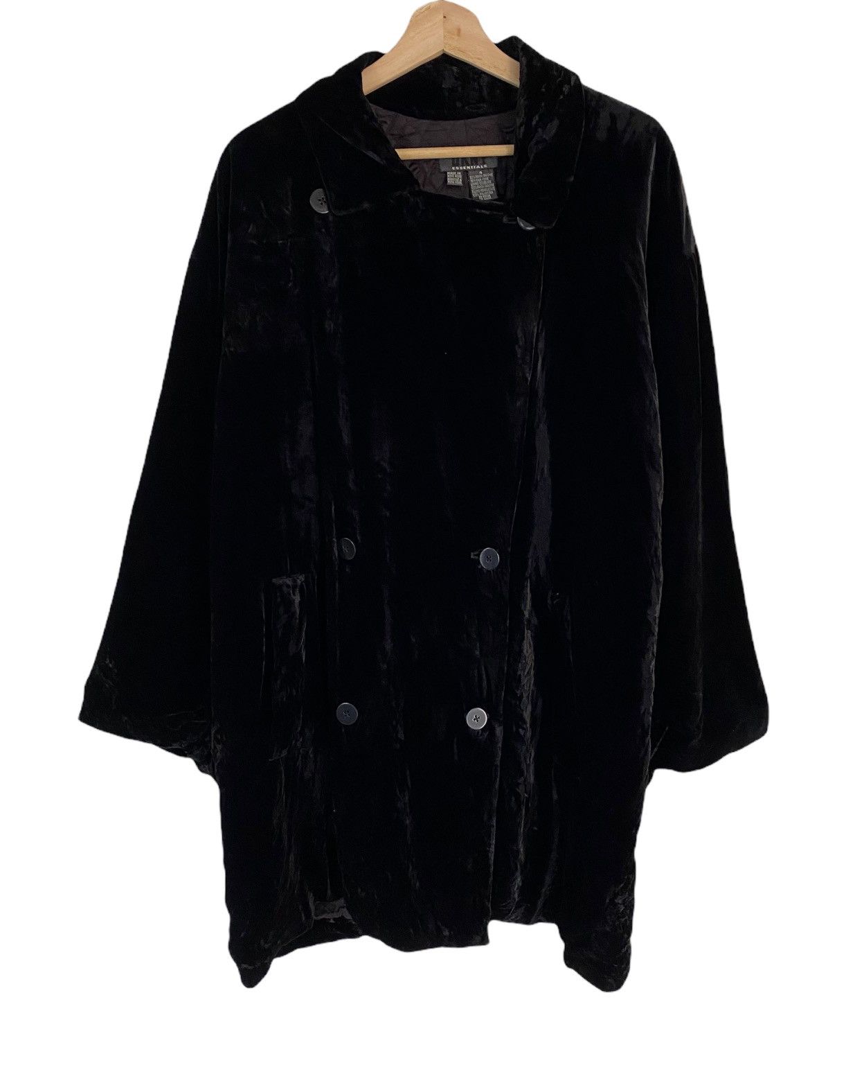 🔥LUXURY DKNY BLACK VELVET FABRIC BALMACAAN OVERCOAT