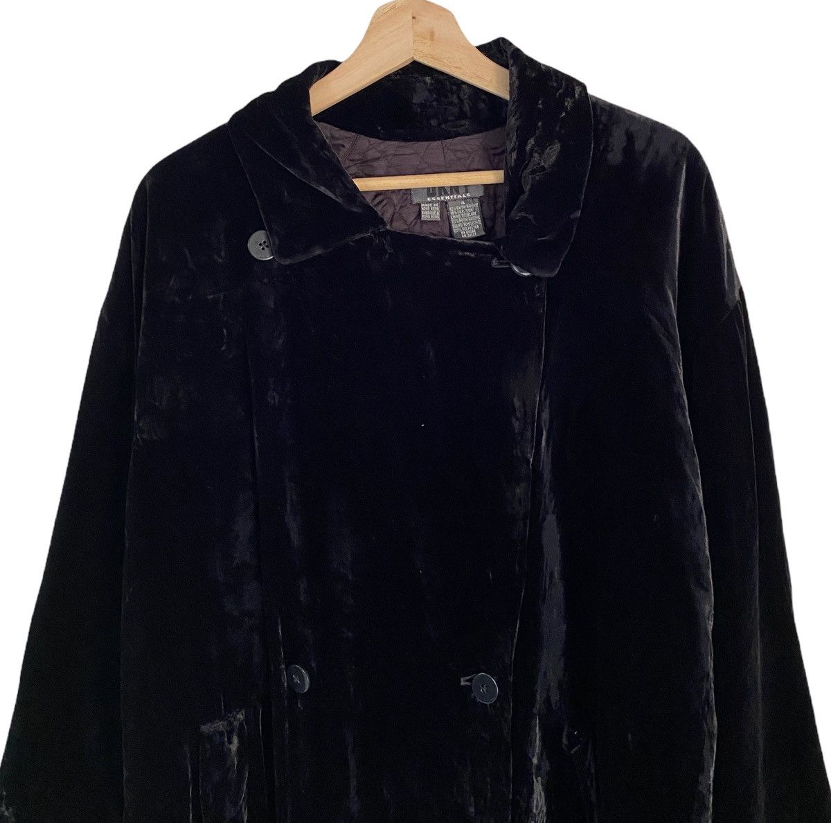 🔥LUXURY DKNY BLACK VELVET FABRIC BALMACAAN OVERCOAT