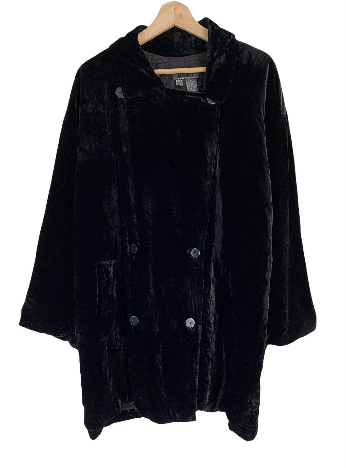 🔥LUXURY DKNY BLACK VELVET FABRIC BALMACAAN OVERCOAT