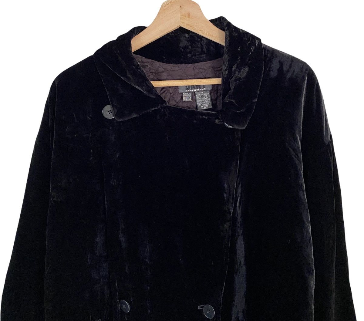 🔥LUXURY DKNY BLACK VELVET FABRIC BALMACAAN OVERCOAT